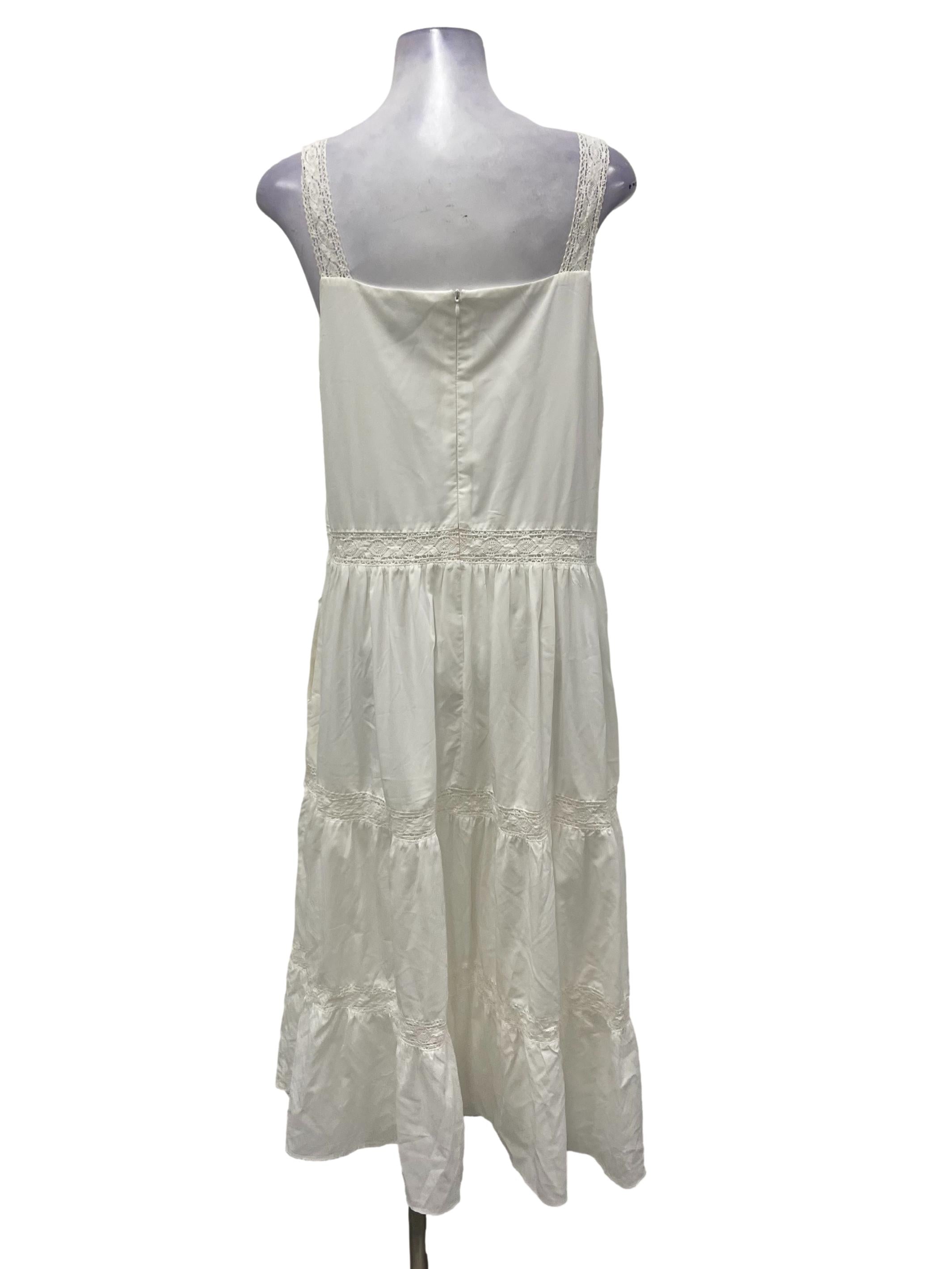 White Square Neck Lace Maxi Dress