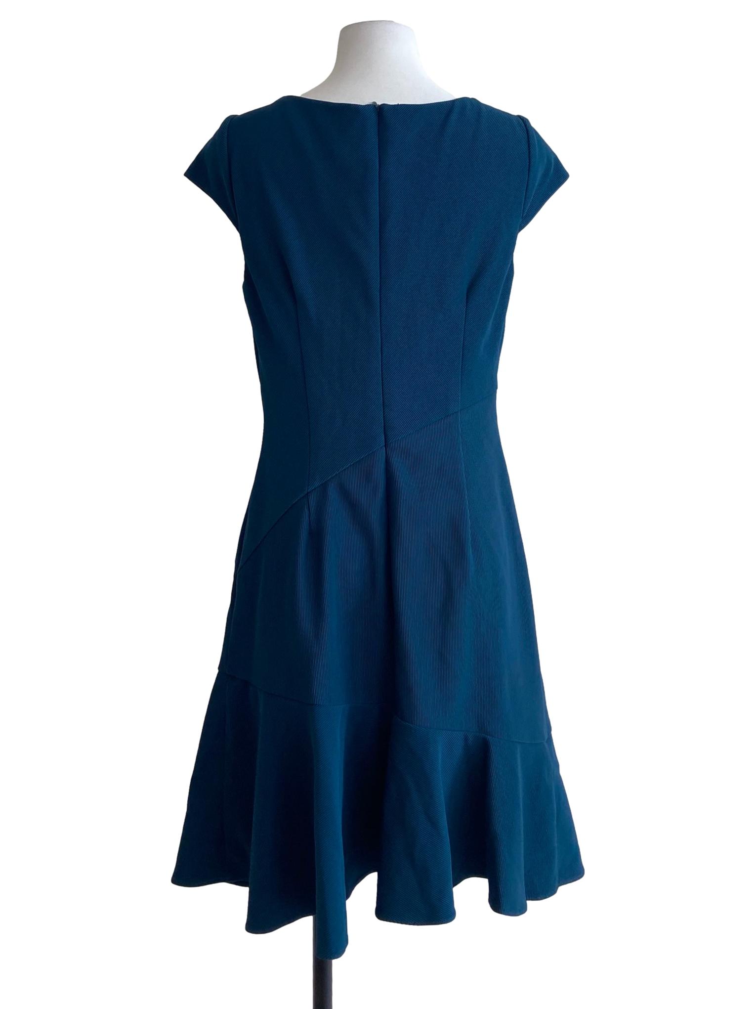 Peacock Blue Pencil Stripe Drop Waist Dress