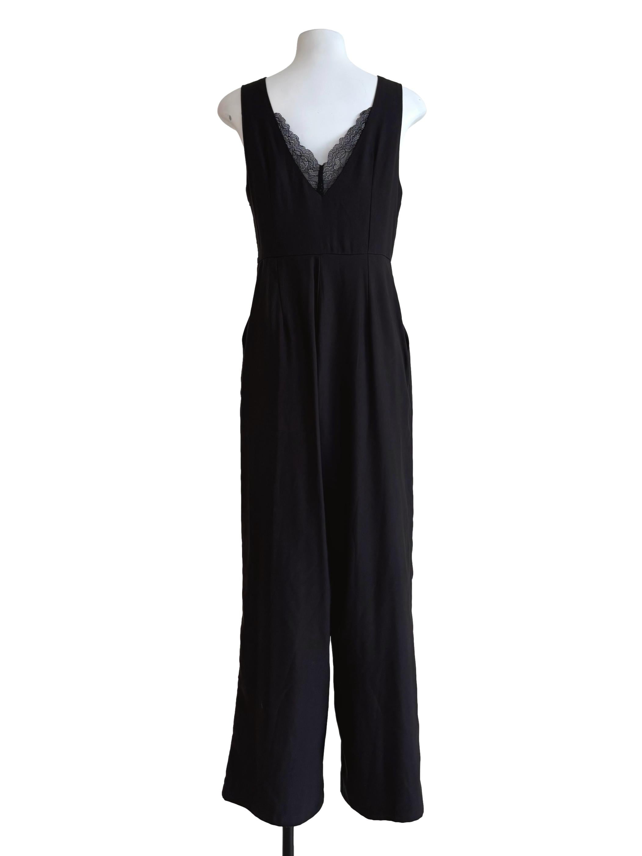 Jet Black Sleeveless V-Neck Jumpsuit TWL