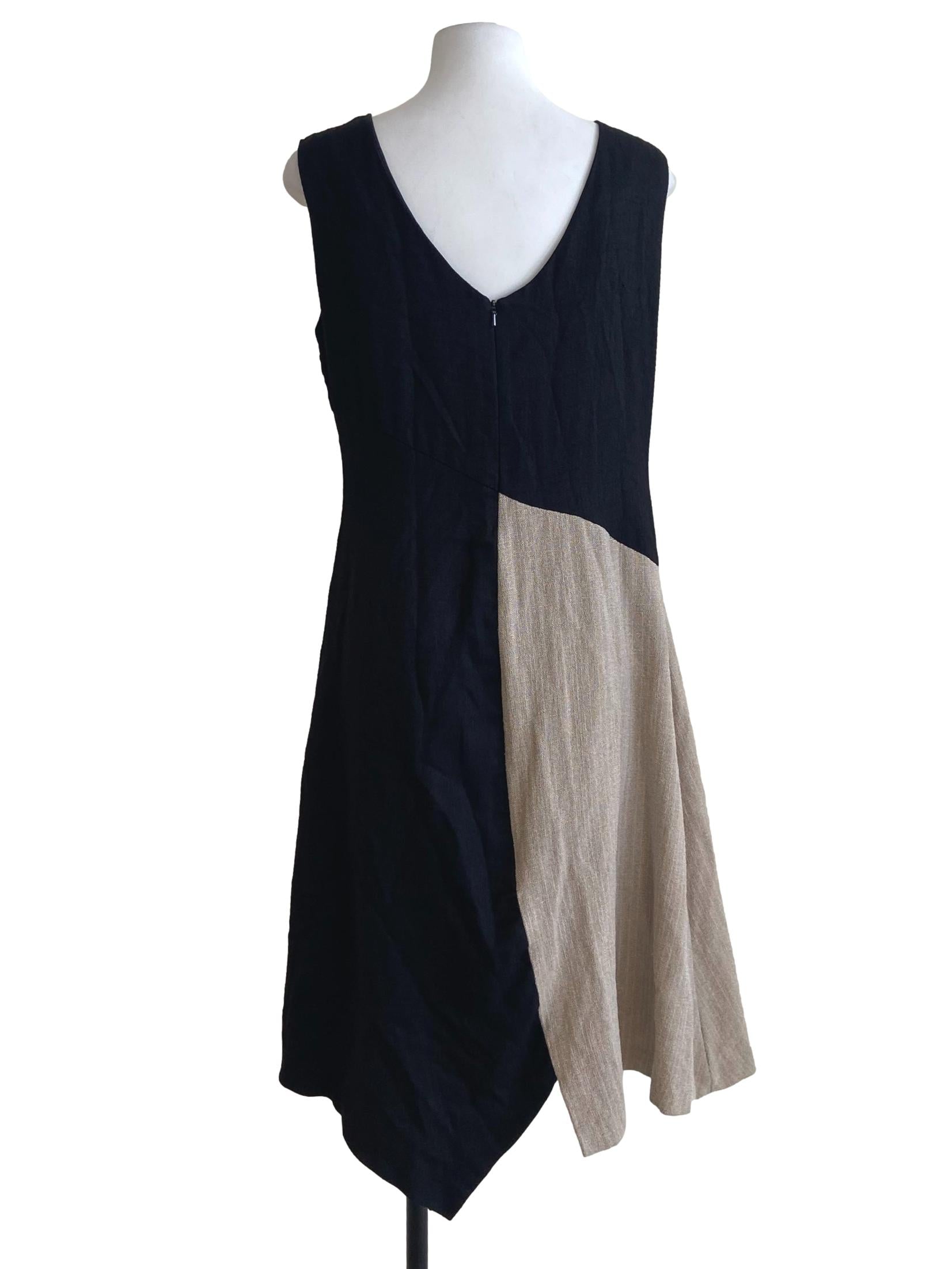 Black Floral Asymmetric Apron Dress