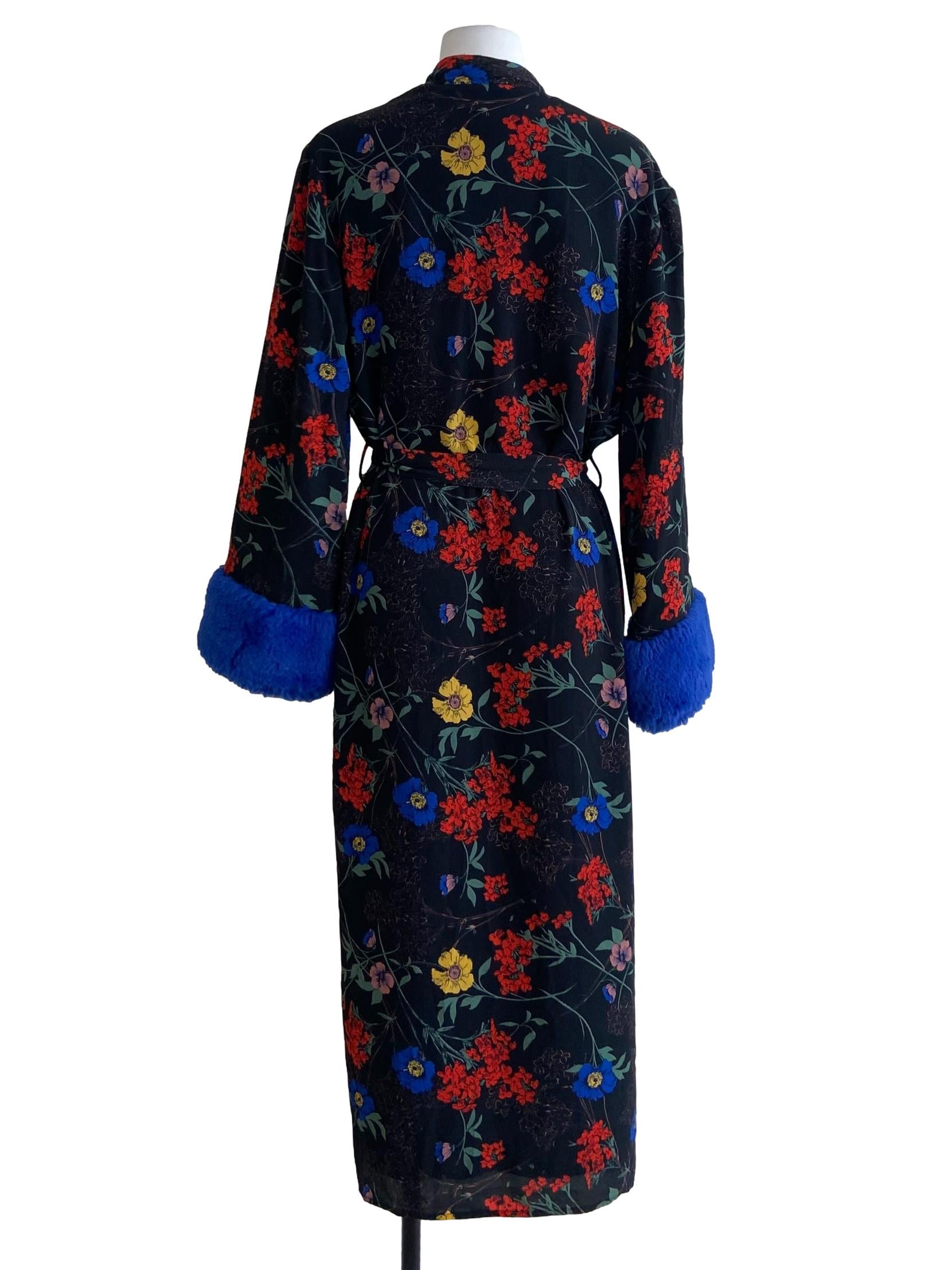 Black Floral Wrap Empire Dress