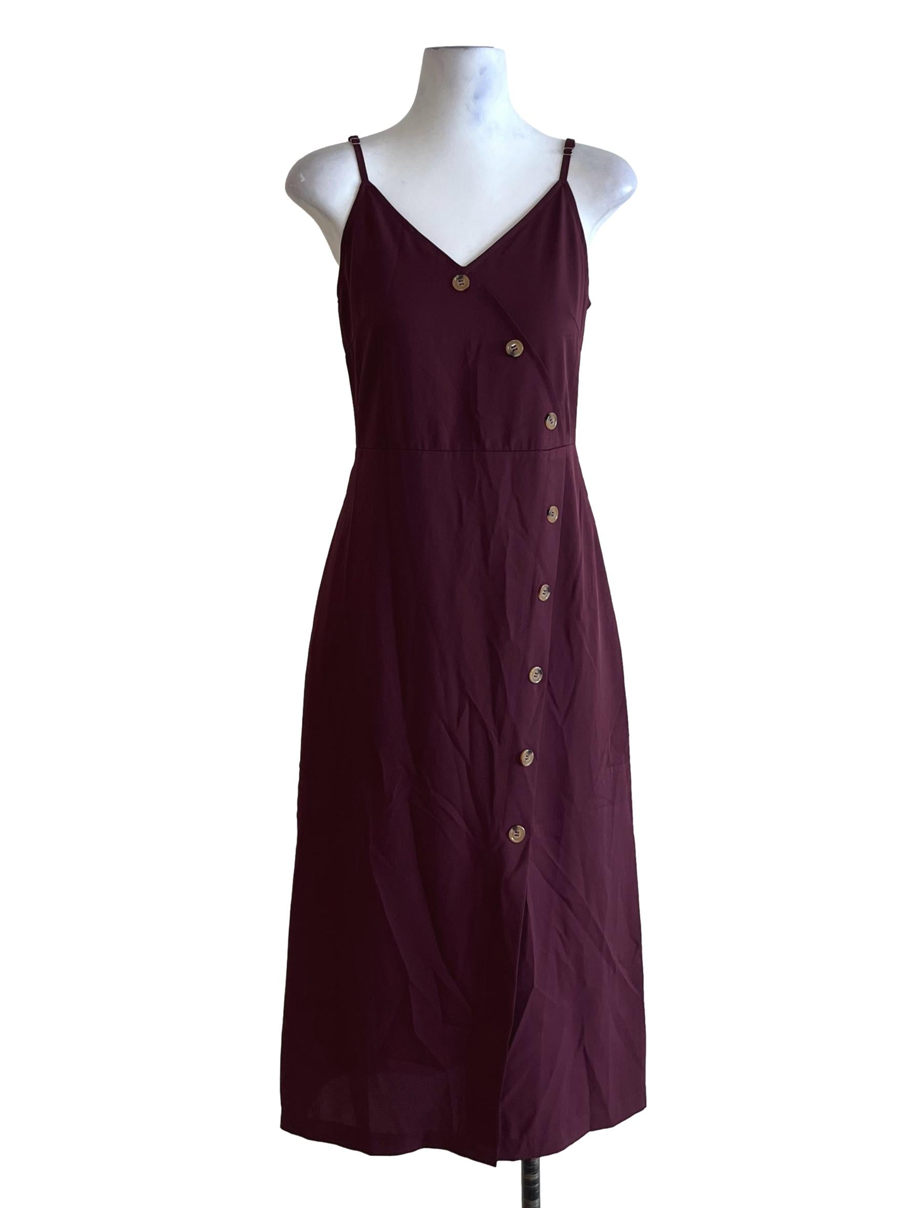 Mulberry Purple V-Neckline A-Line Dress