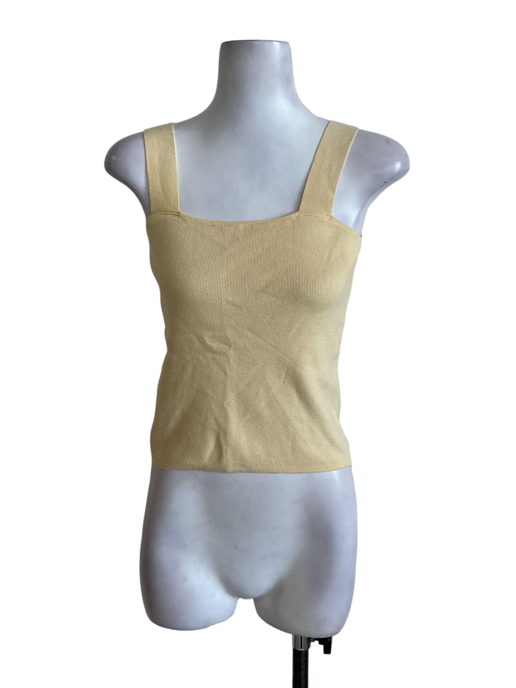 Sunny Yellow Knit Square Neck Top