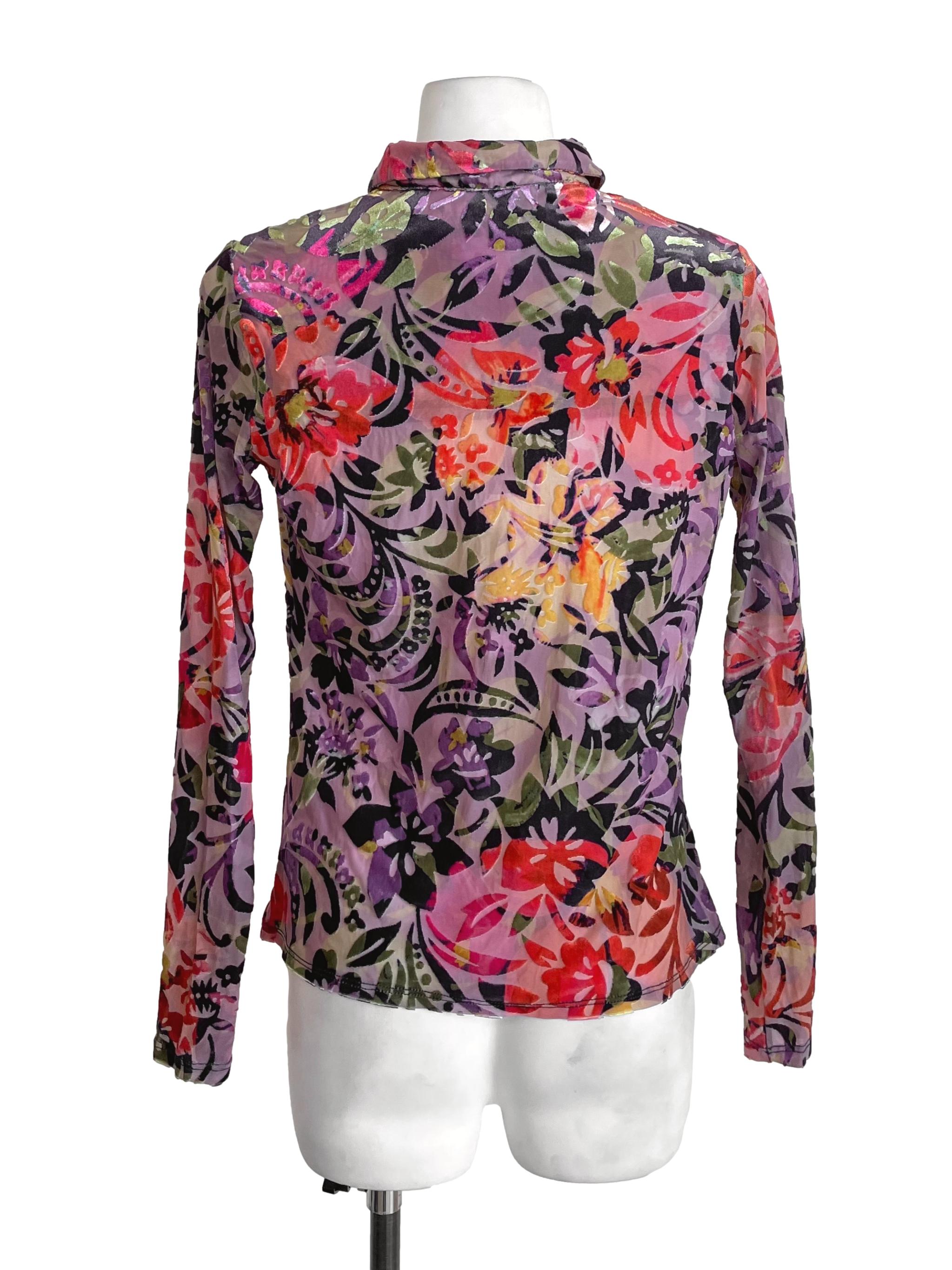 Mauve Mesh Floral Fit Shirt