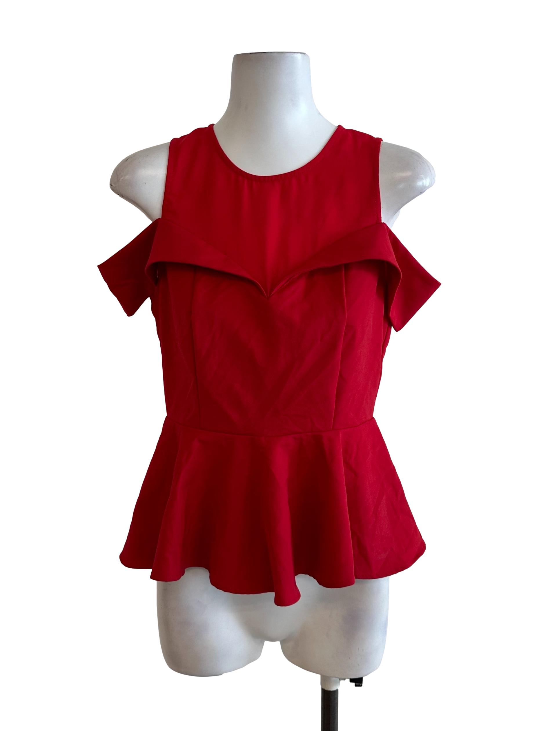Sashay Red Peplum Off Shoulder Top