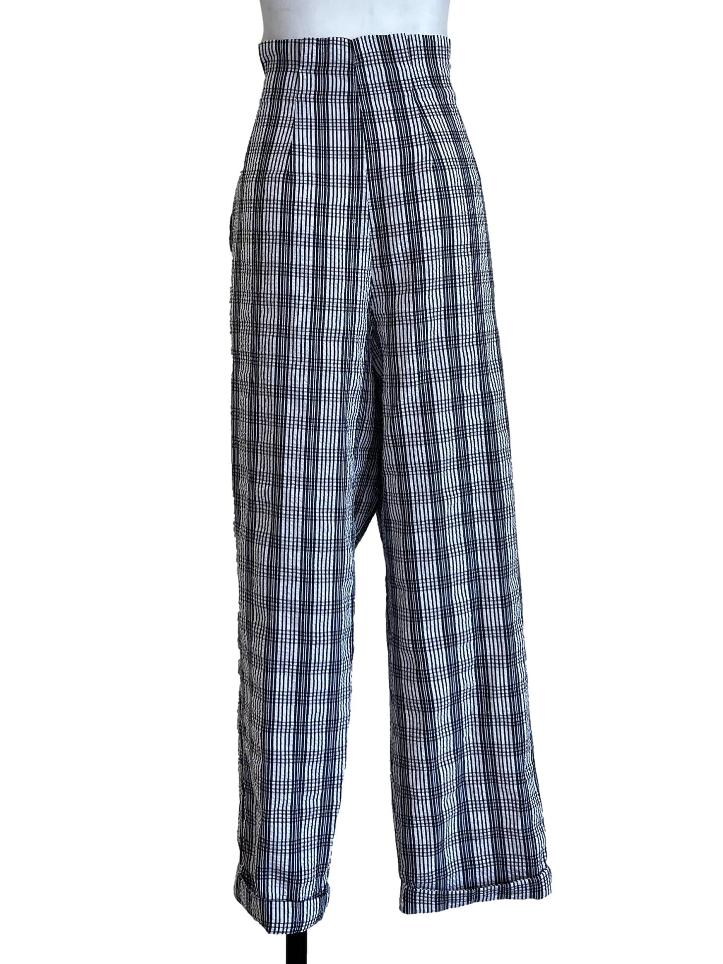 White Prince Of Wales Pattern Pants