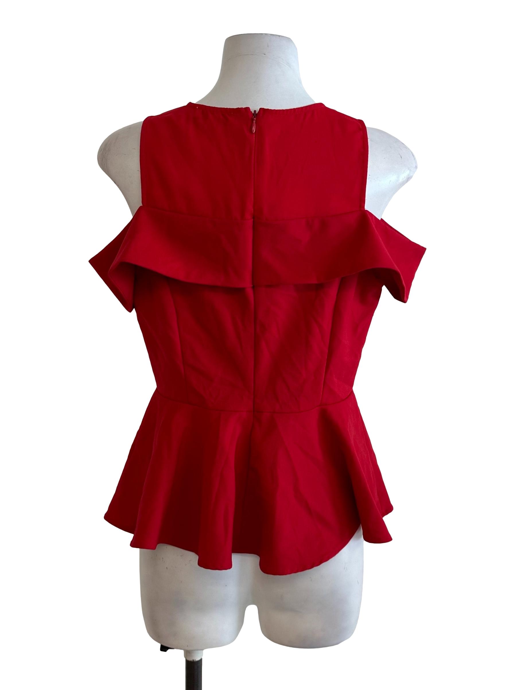 Sashay Red Peplum Off Shoulder Top