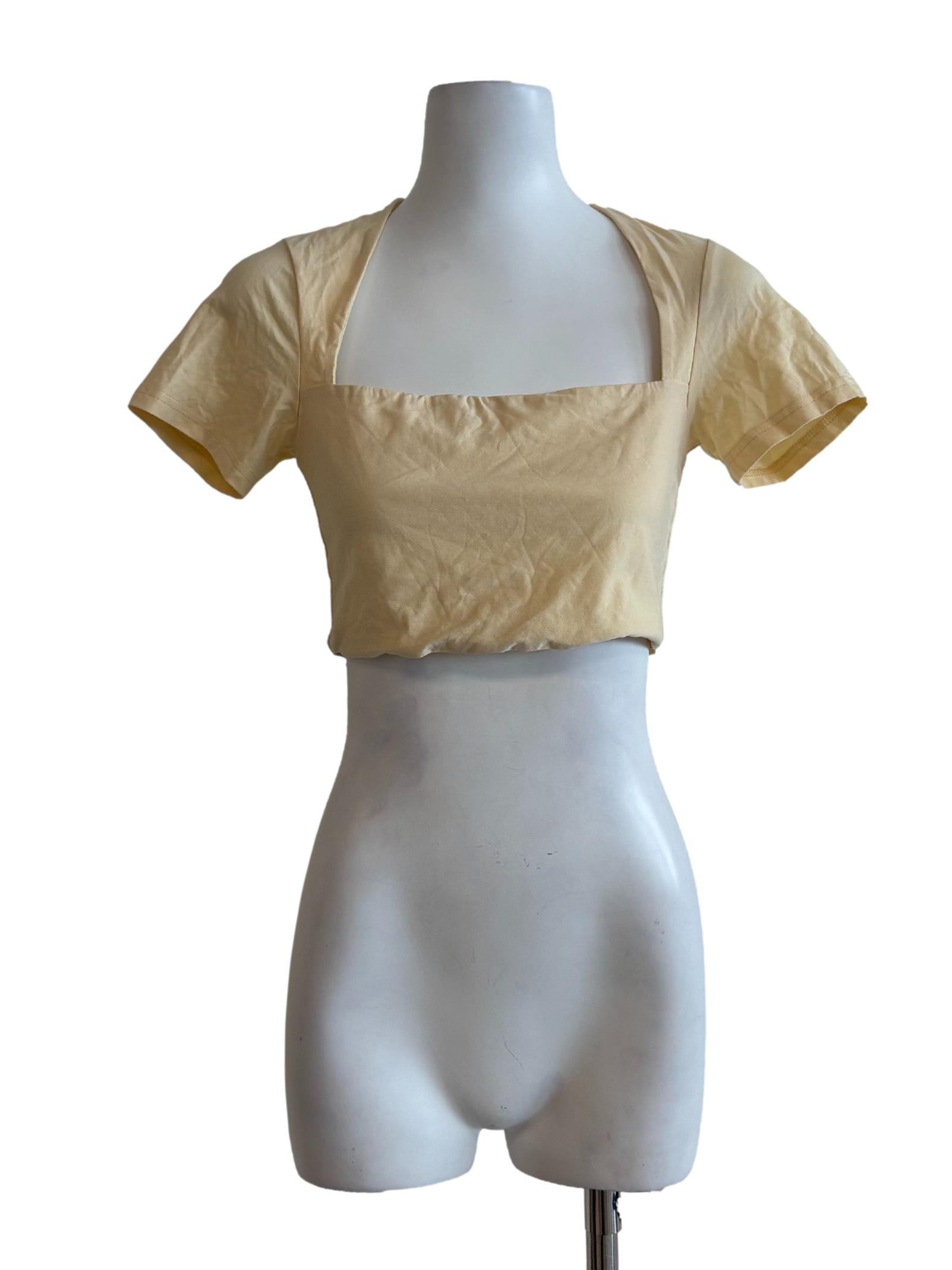 Buttermilk Square Neck Fitted Top