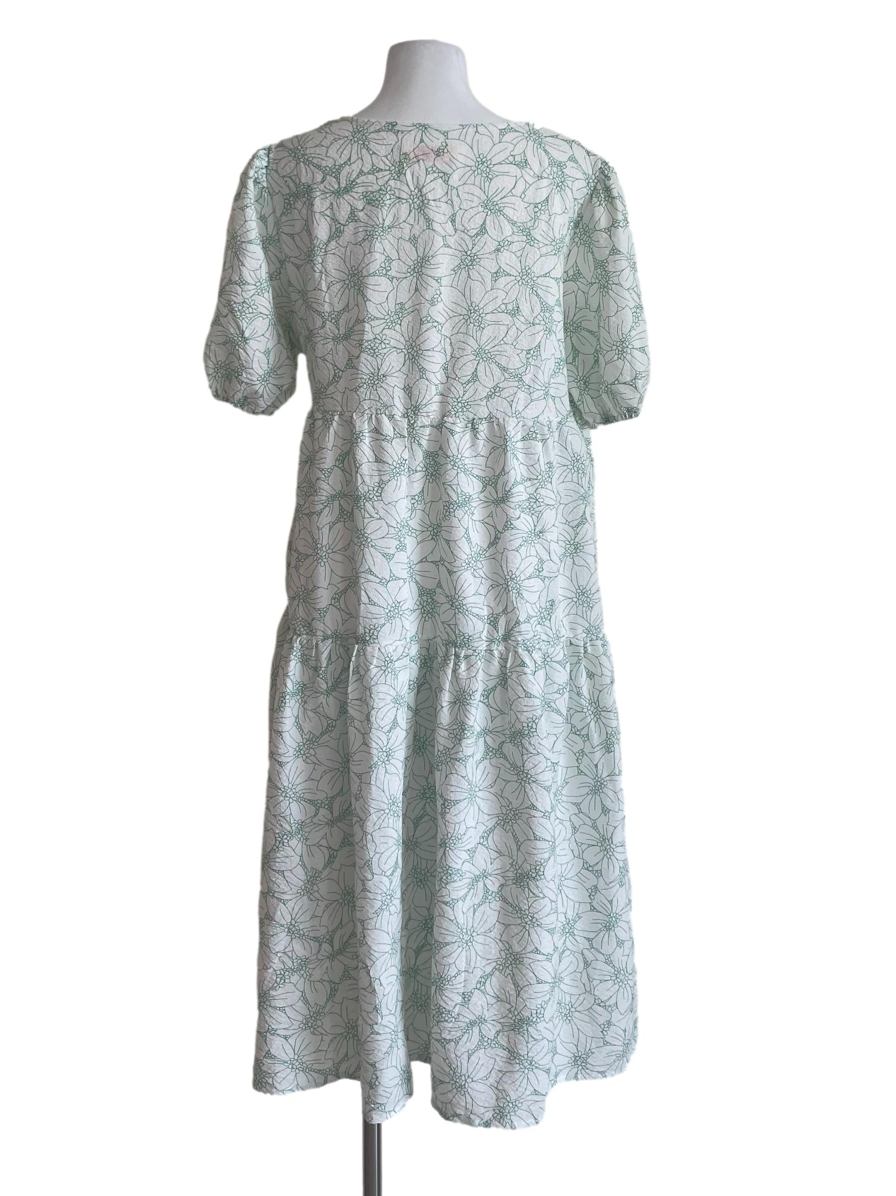 Green Floral Wrap Dress