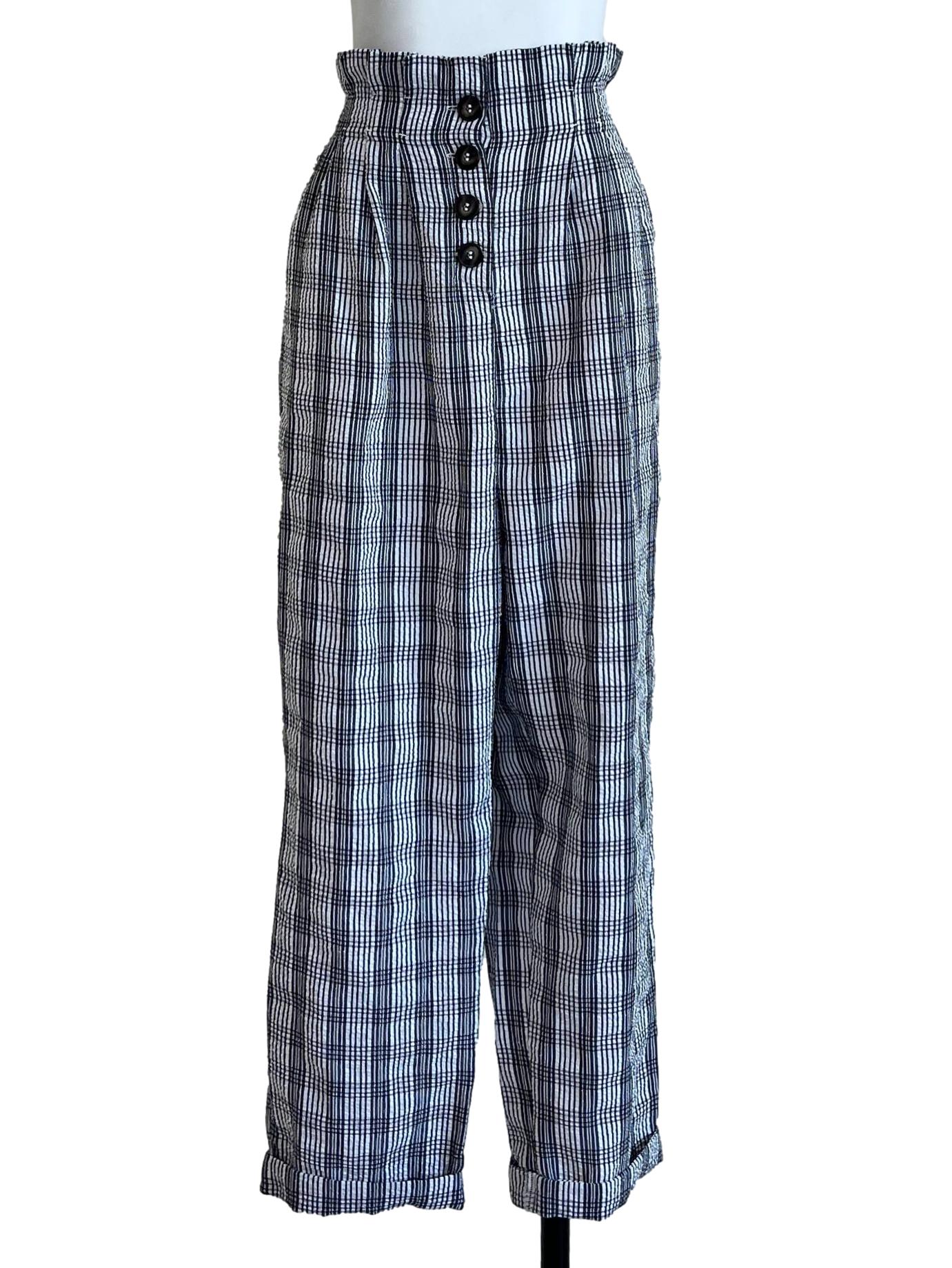 White Prince Of Wales Pattern Pants