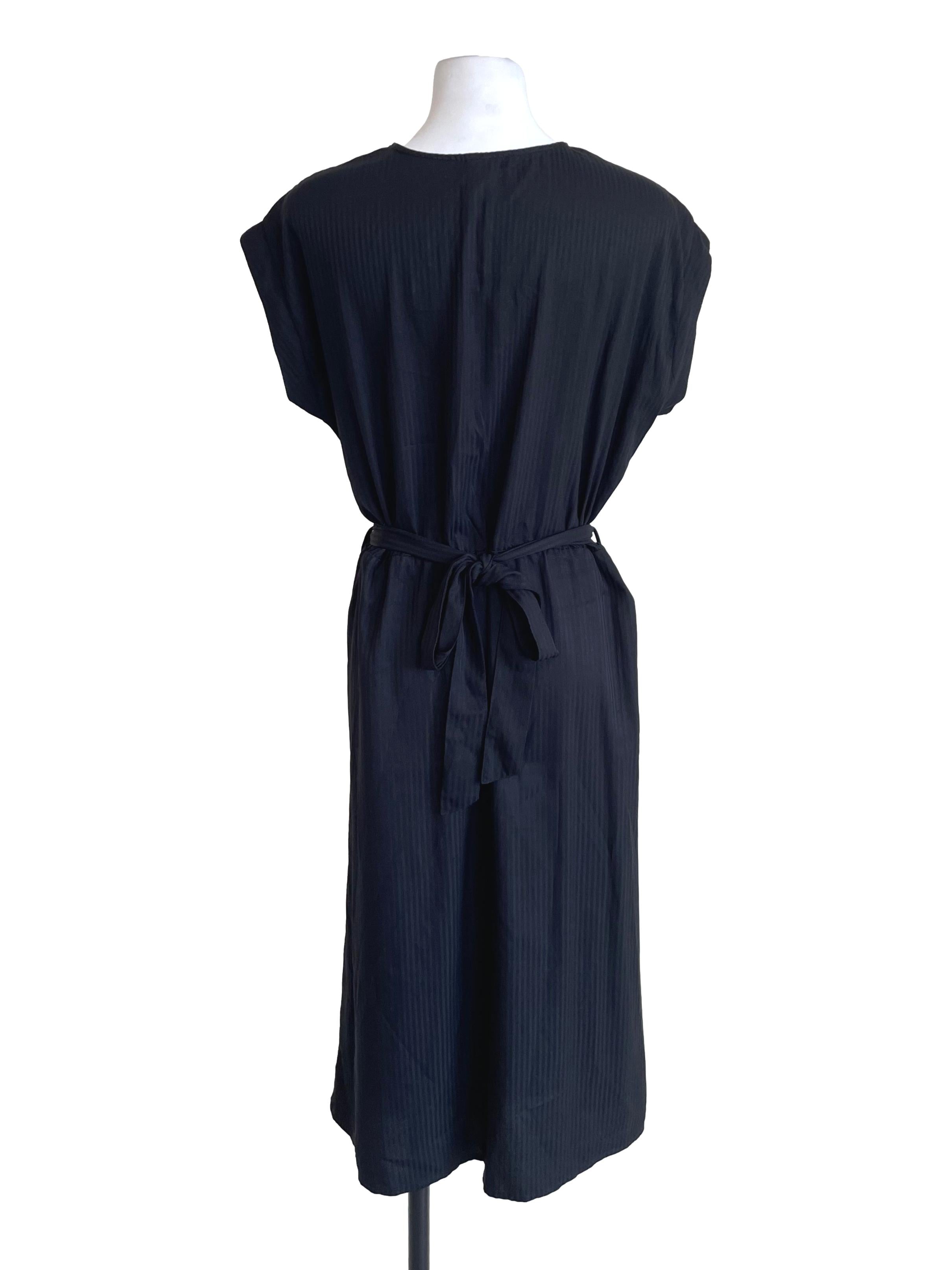 Black Wide Sleeves Wrap Dress