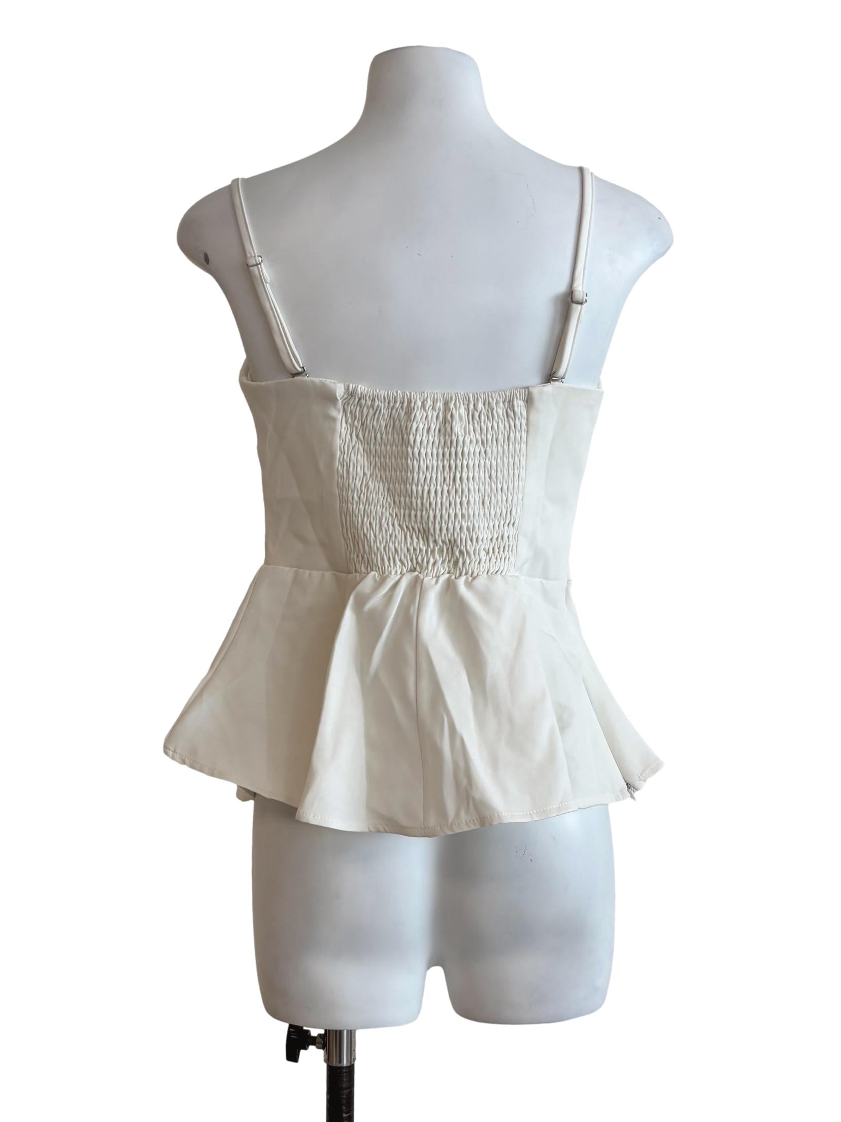Pearl White Peplum Top