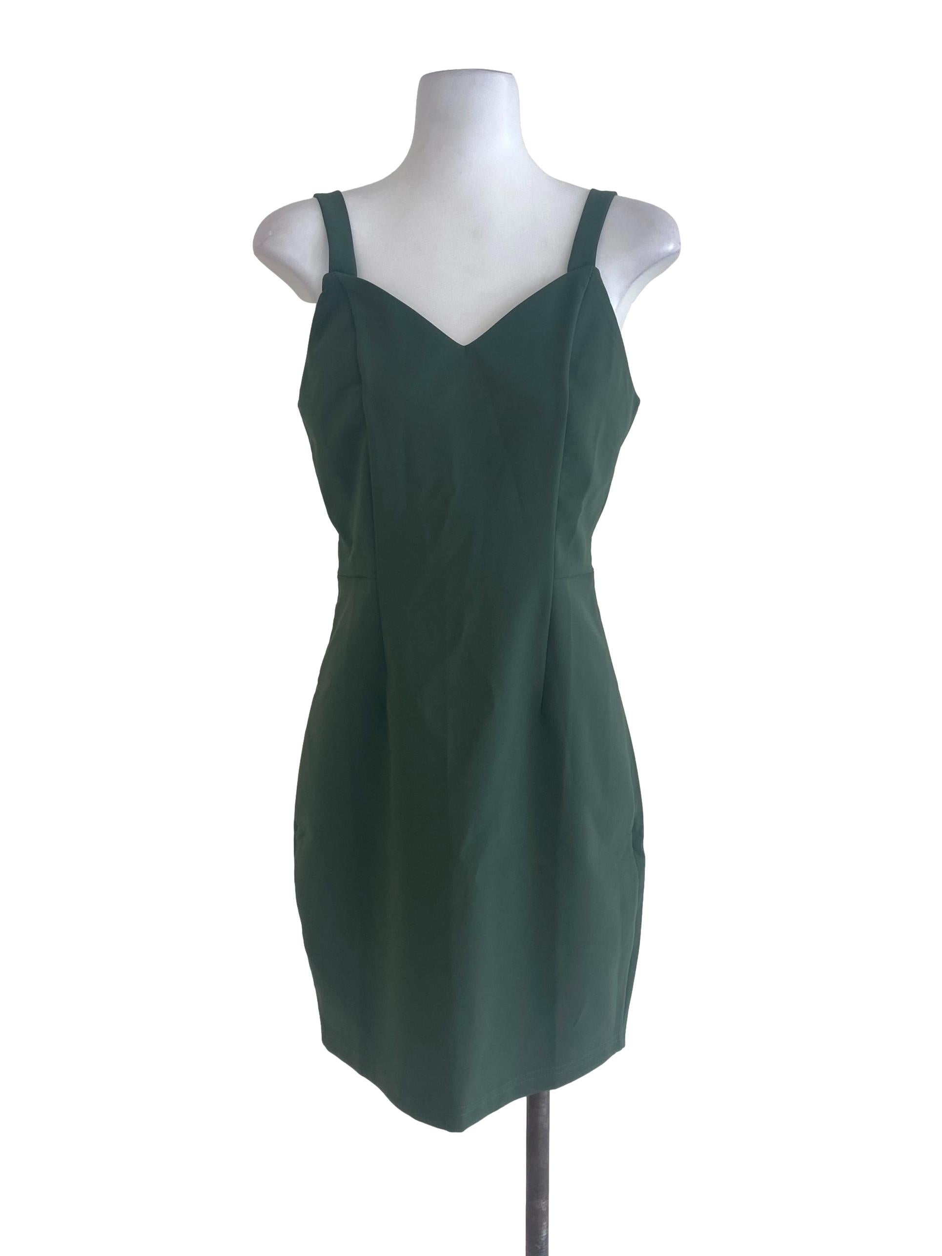 Green Plain Mini Dress