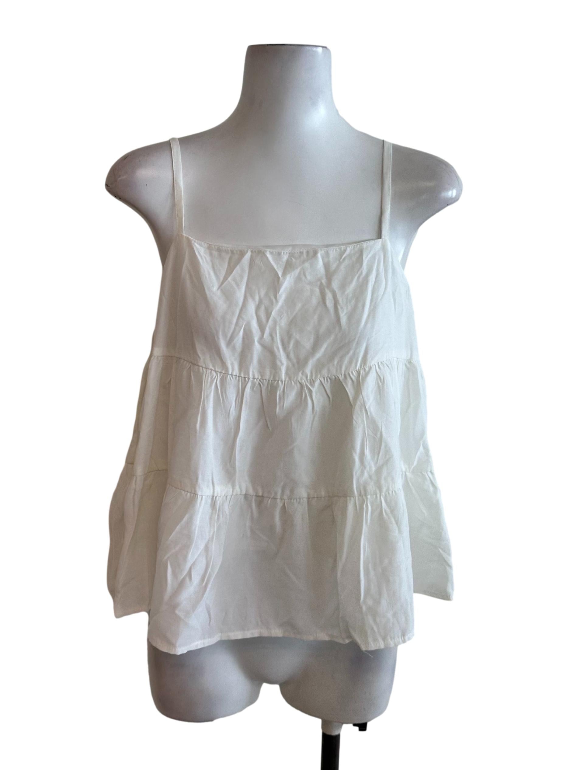 Salt White Square Neck Tiered Top