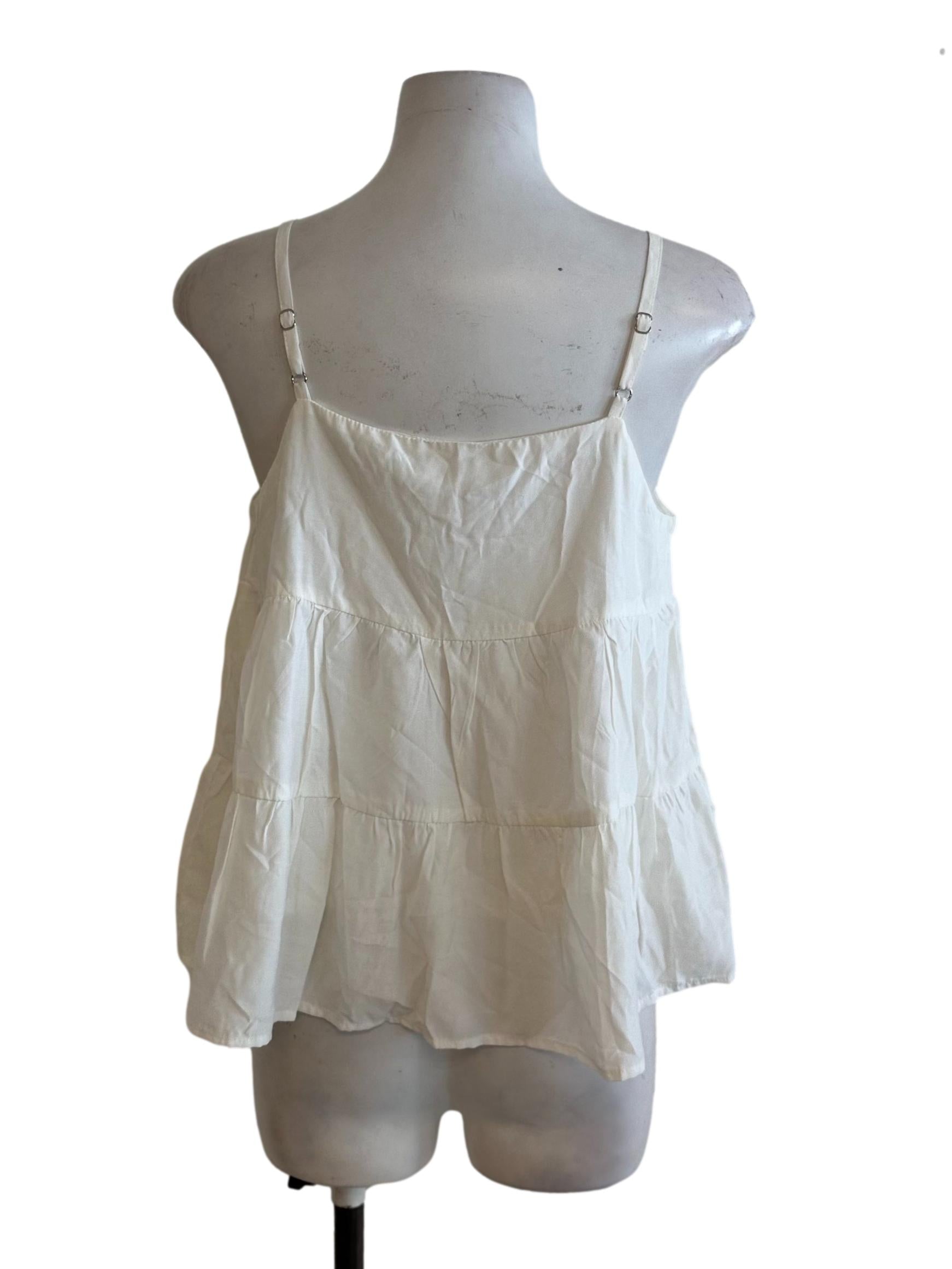 Salt White Square Neck Tiered Top