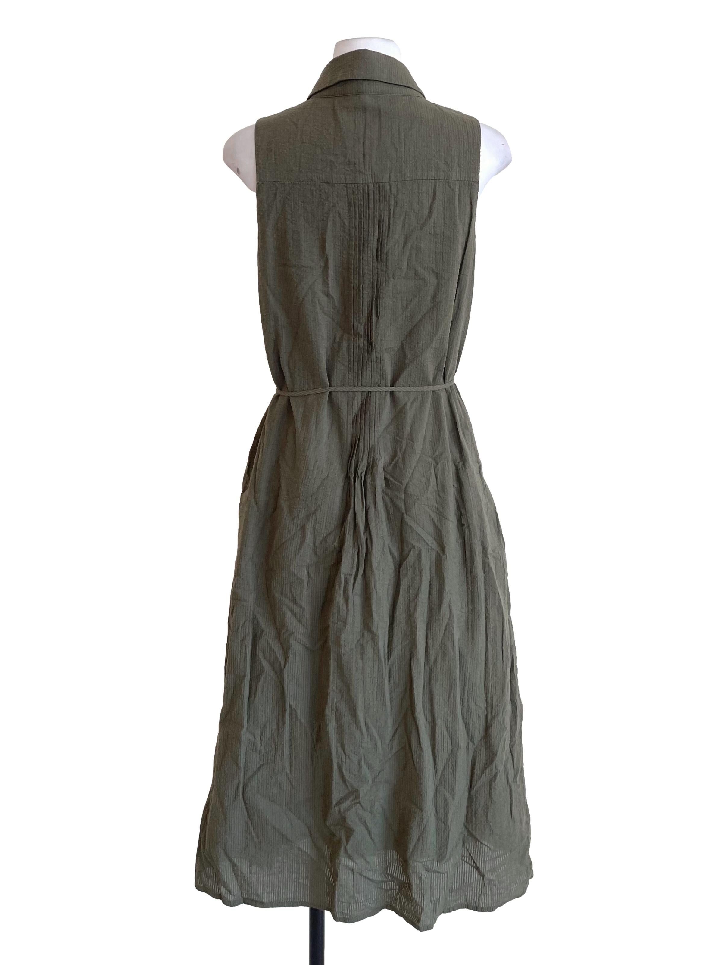 Crocodile Green Pintuck Shirt Dress OSN