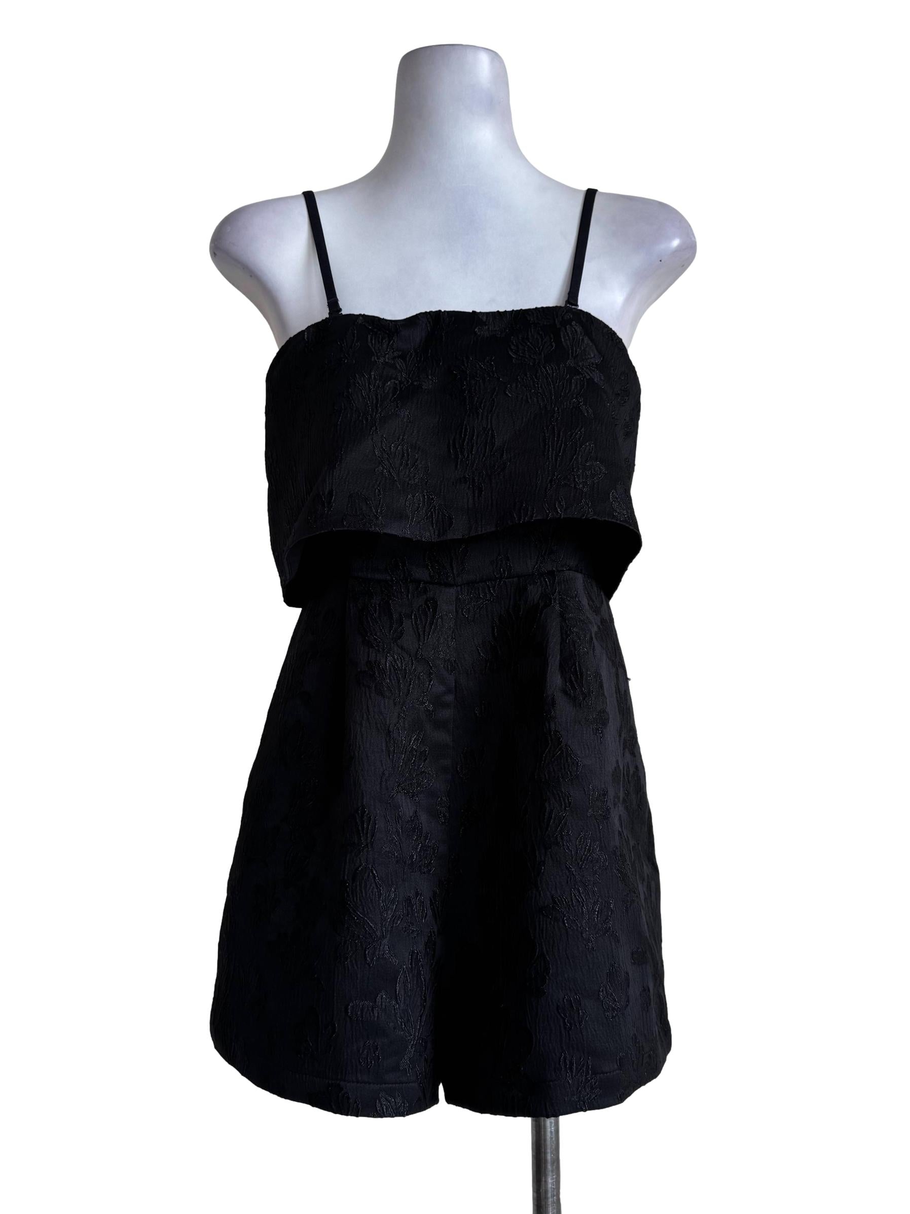 Onyx Embroidery Sleeveless Rompers