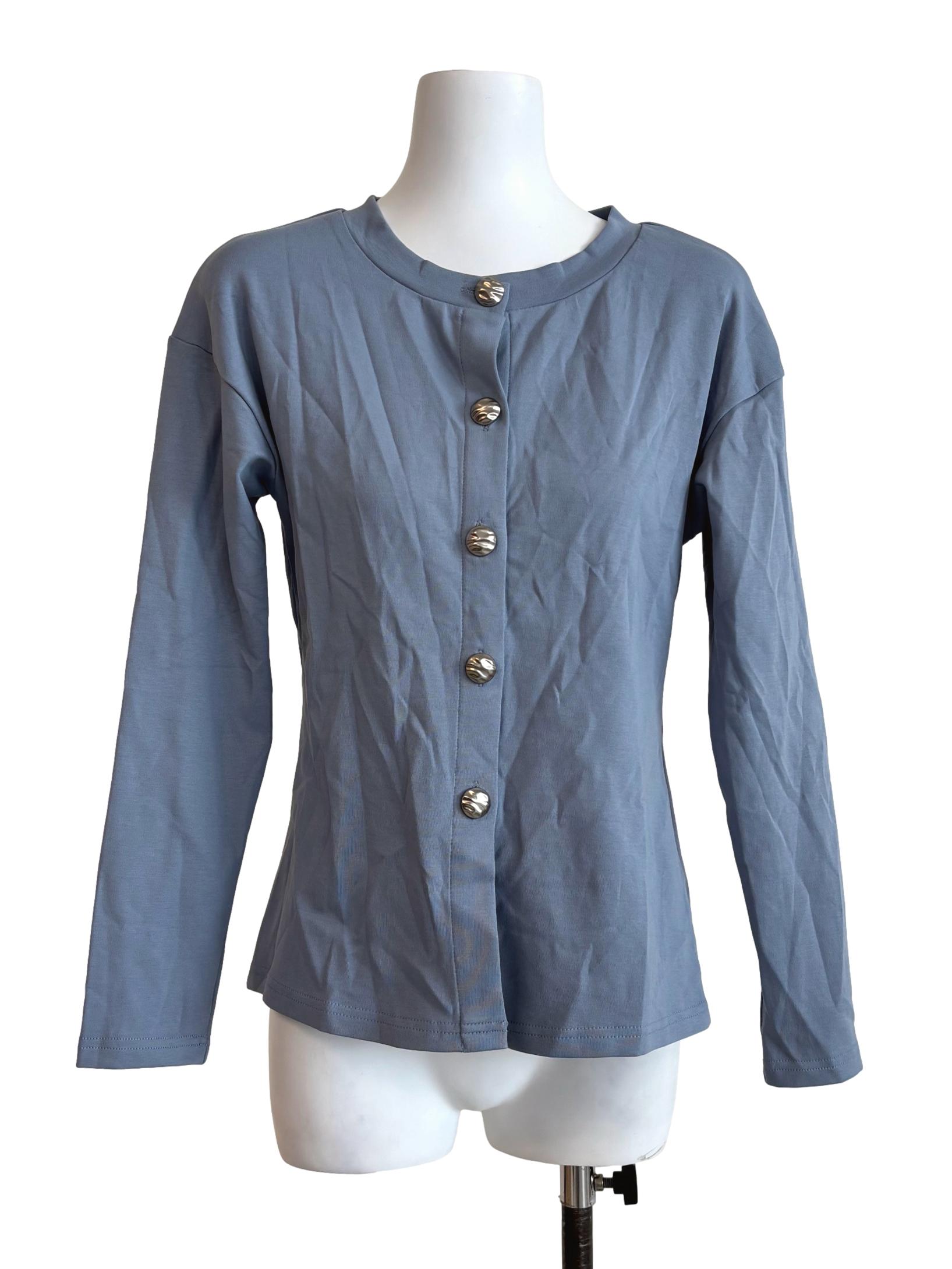 Stone Blue Buttoned Top