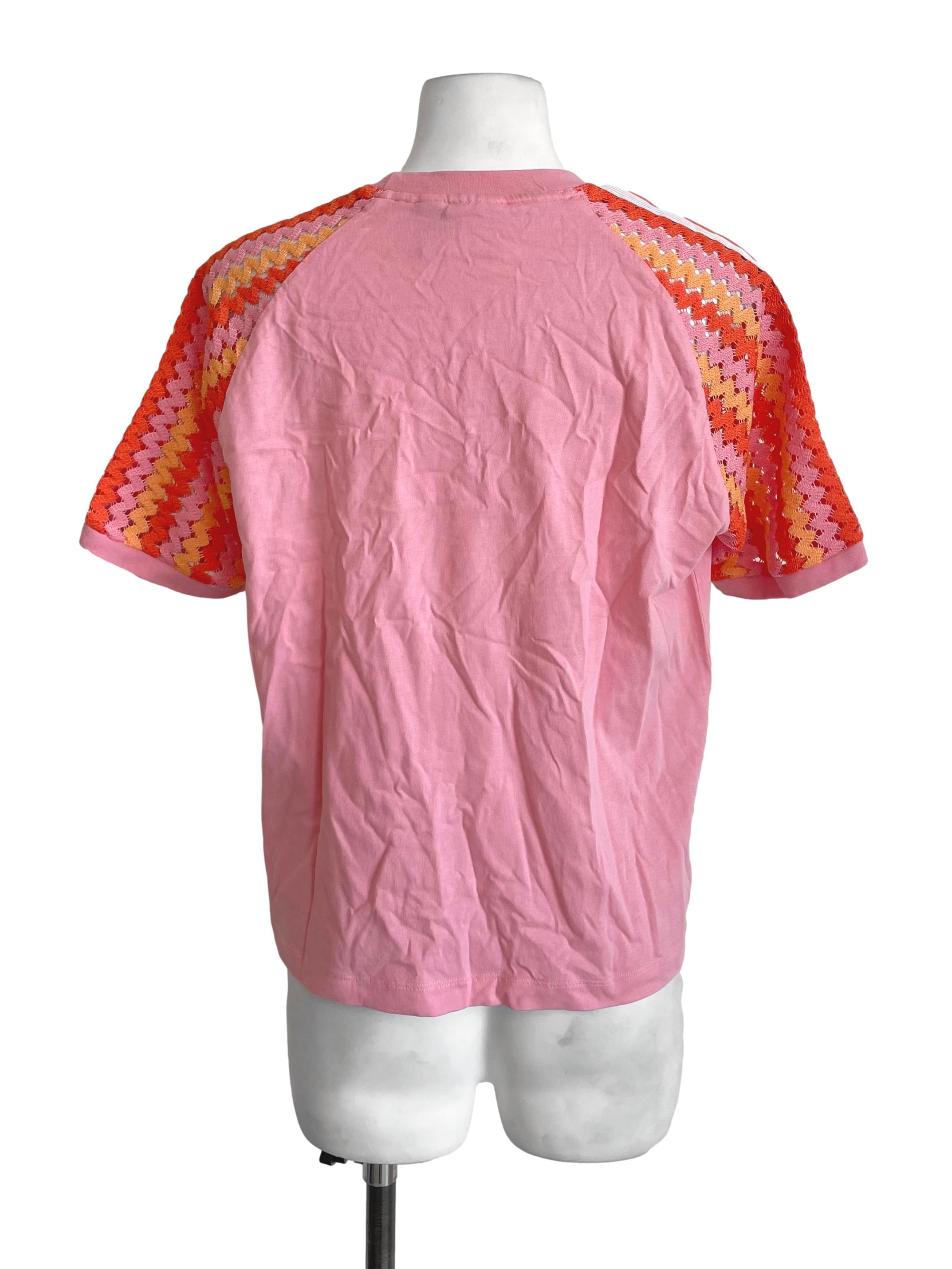 Pink Knit Sleeves Logo Tee