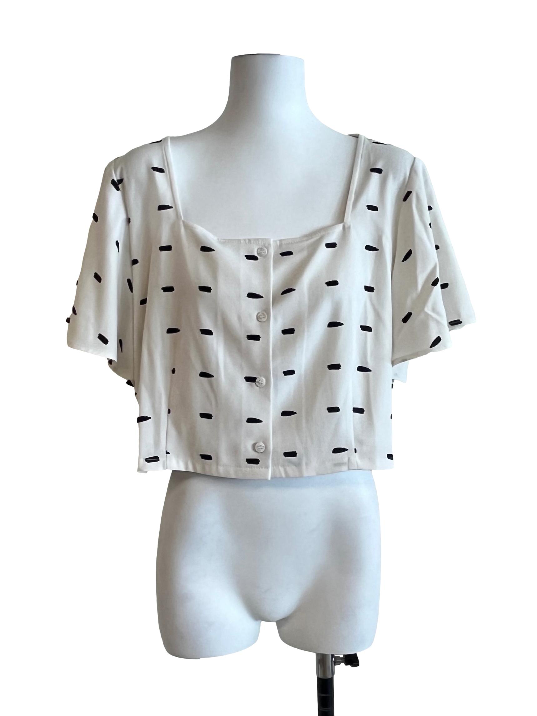 Daisy White Square Neck Short Sleeve Top