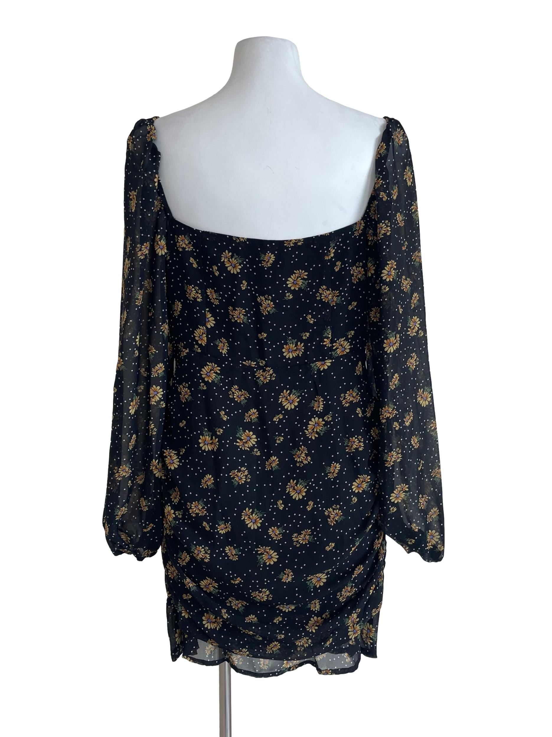 Black Floral Long Sleeve Dress