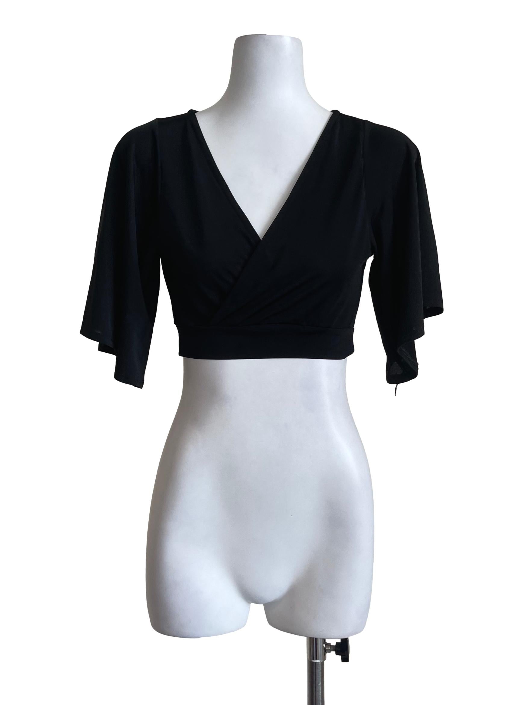 Black Open Back Crop Top