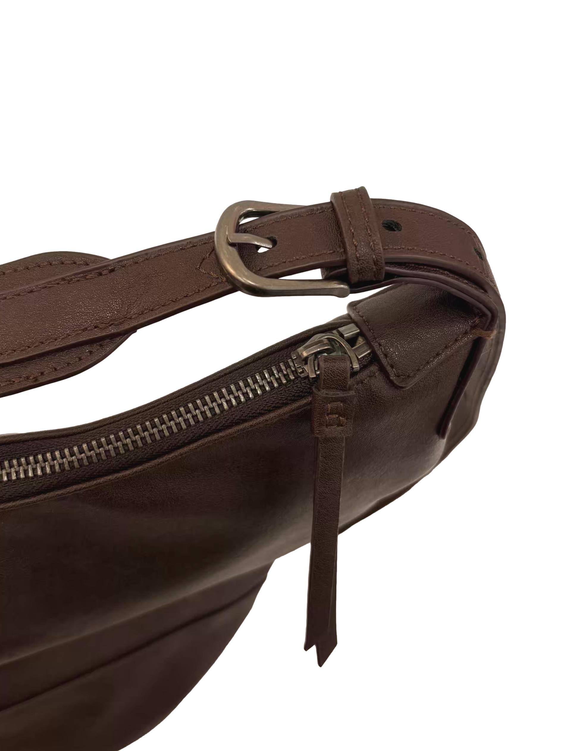 Coffee Brown Leather Hobo Tote Bag