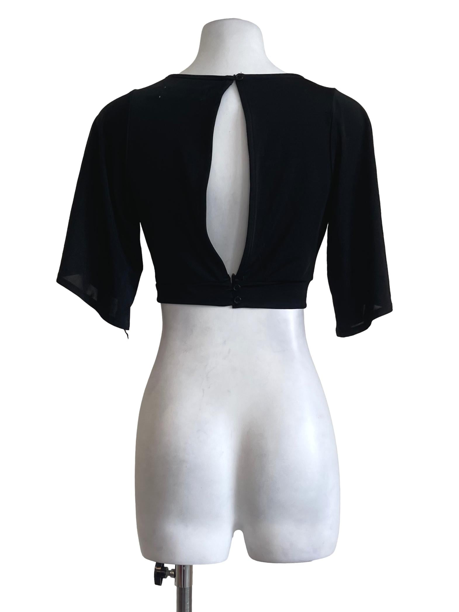 Black Open Back Crop Top