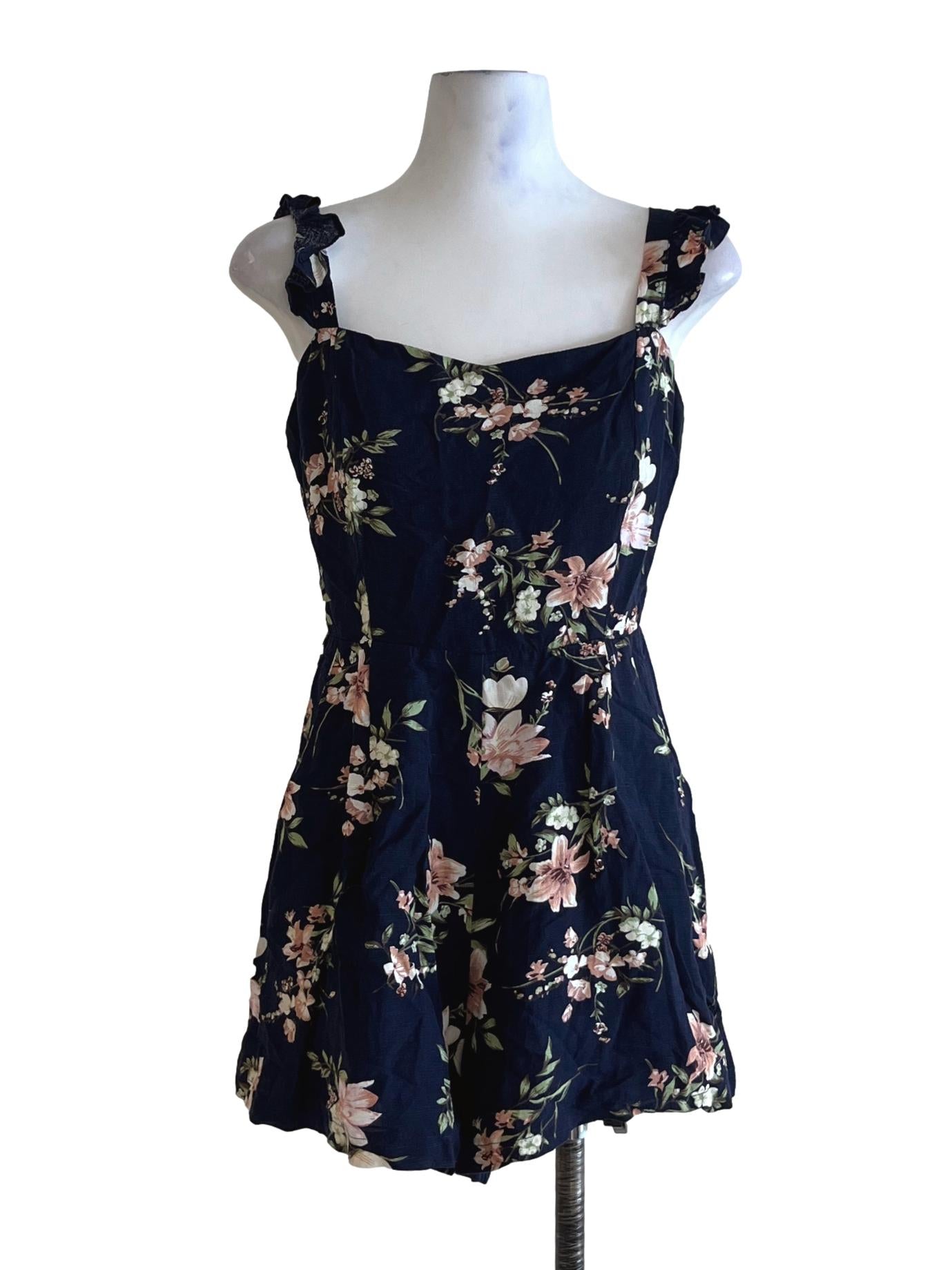Navy Blue Floral Romper