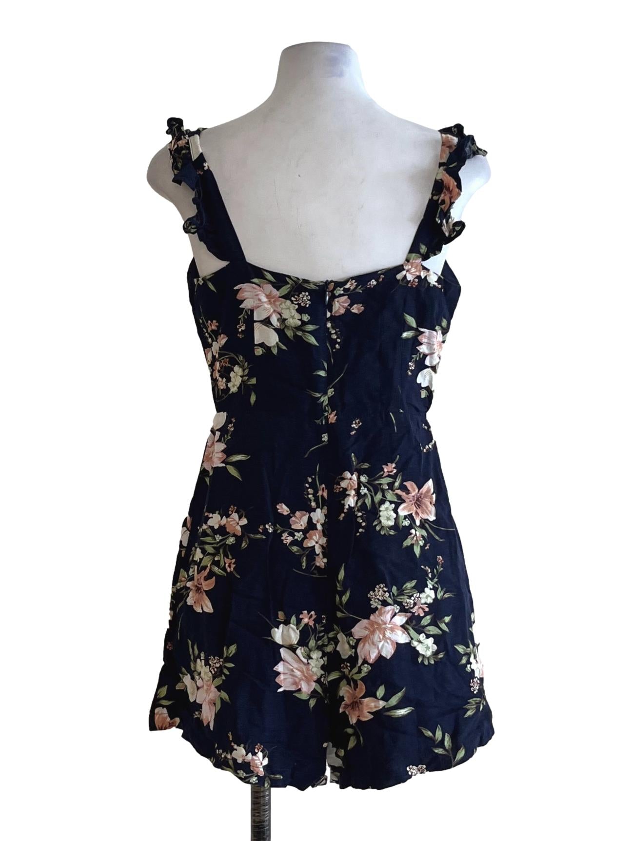 Navy Blue Floral Romper