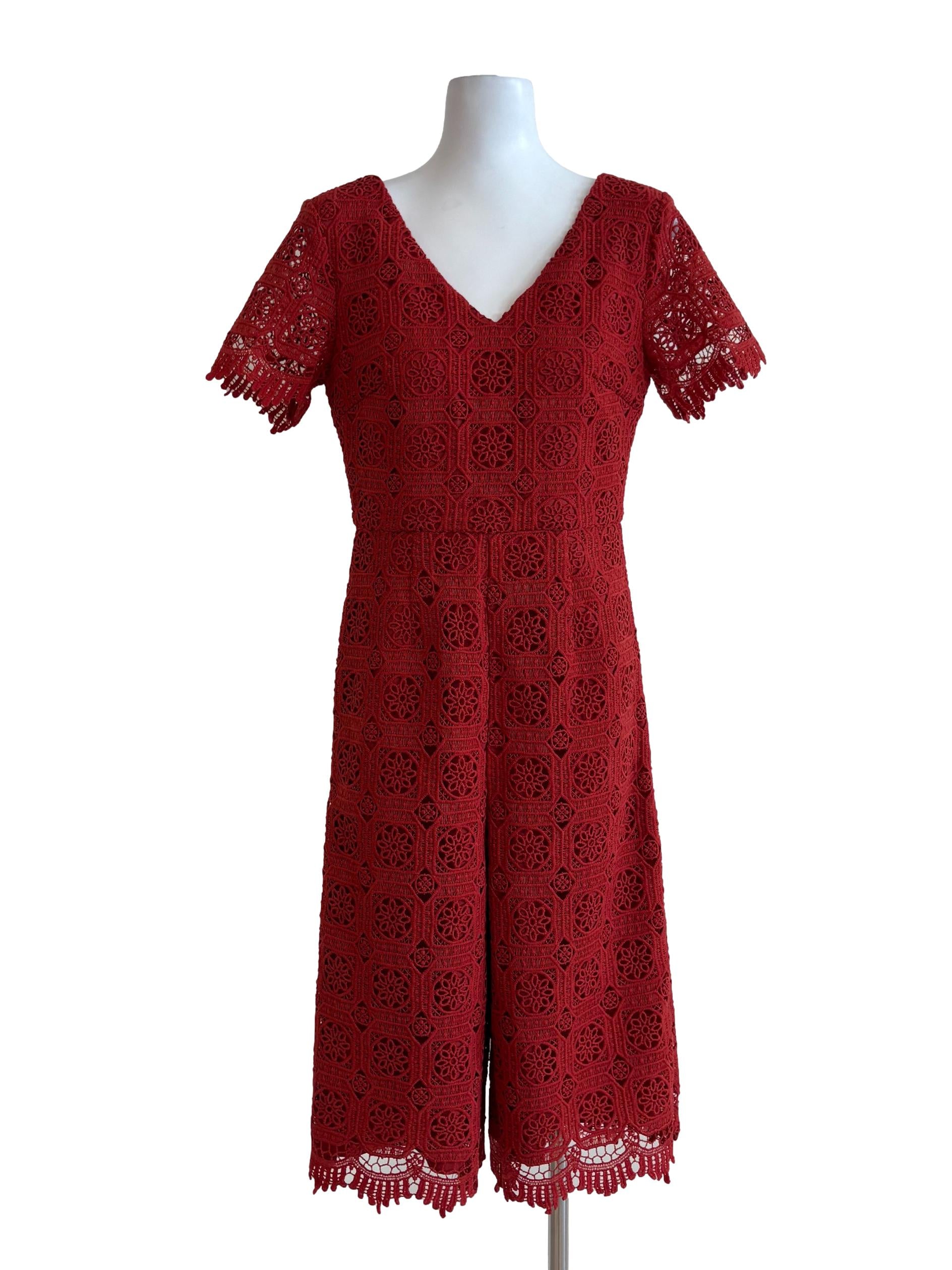 Fire Orange Floral Lace Jumpsuit