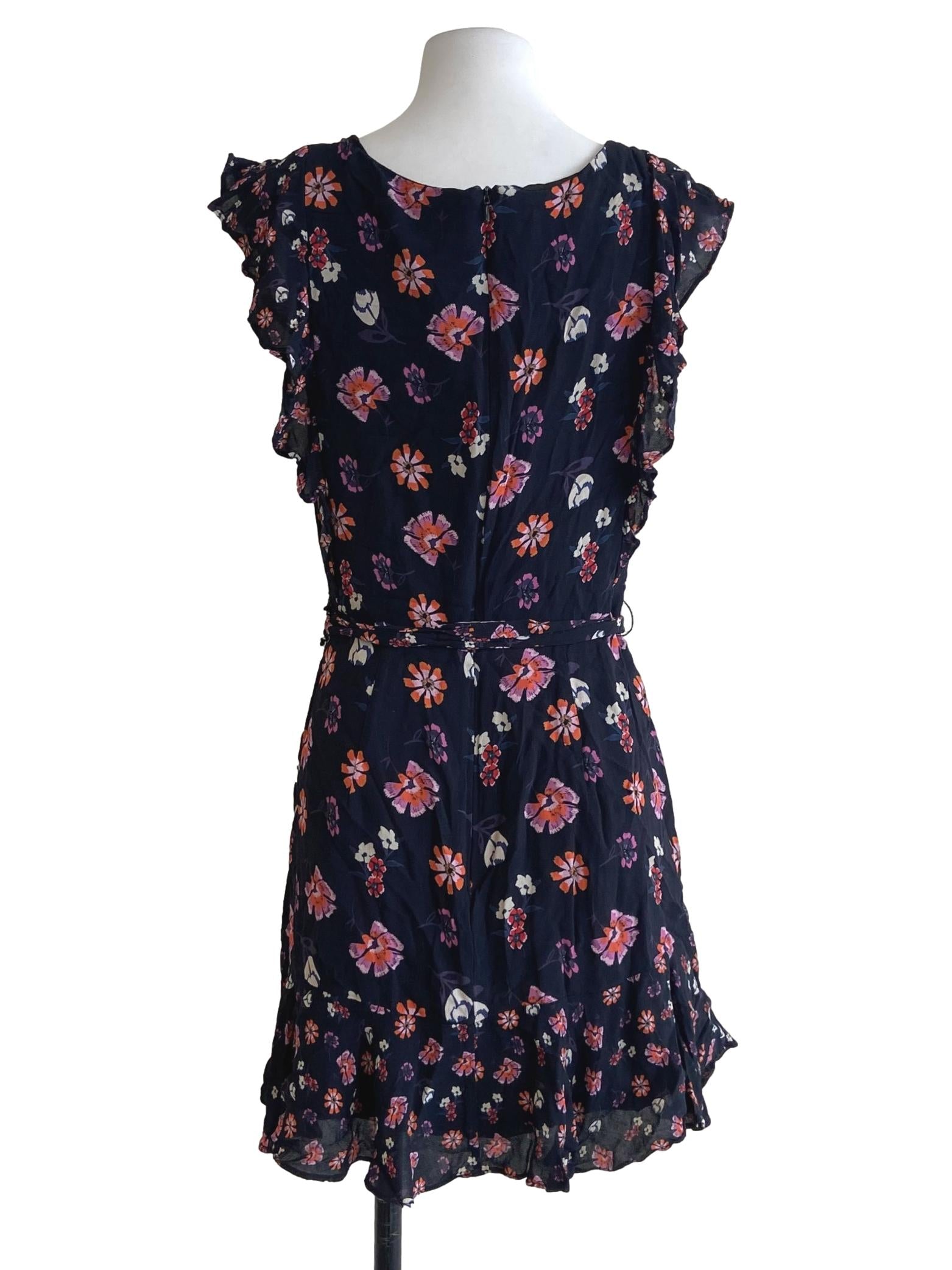 Black Floral V-Neck Drop Waist Dress