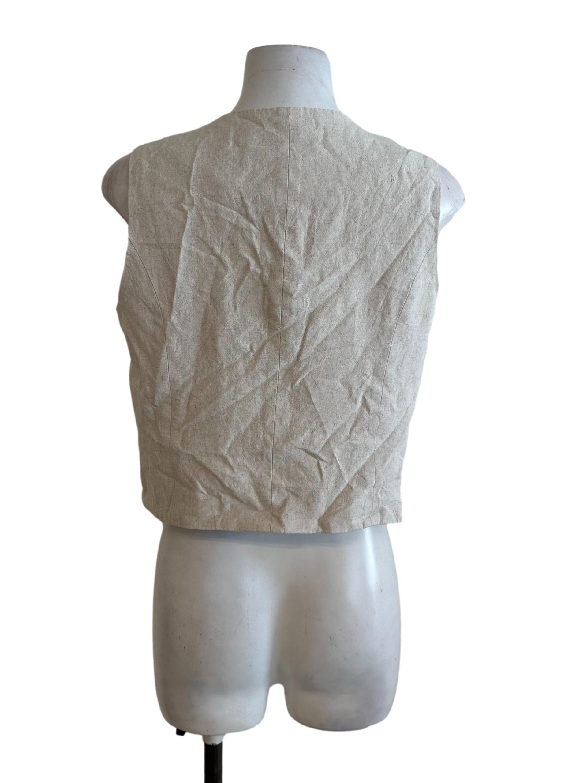 Light Beige V Neck Front Tie Vest