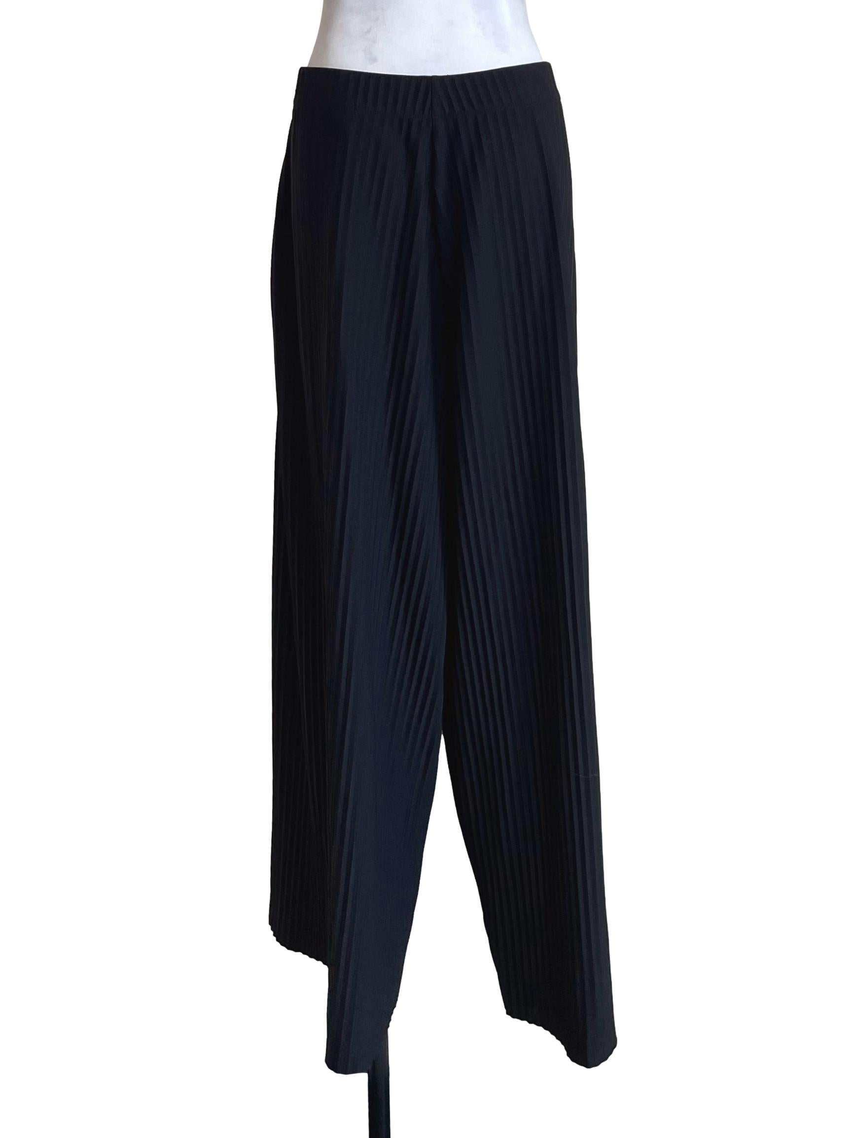 Black Accordion Wide Leg Pants