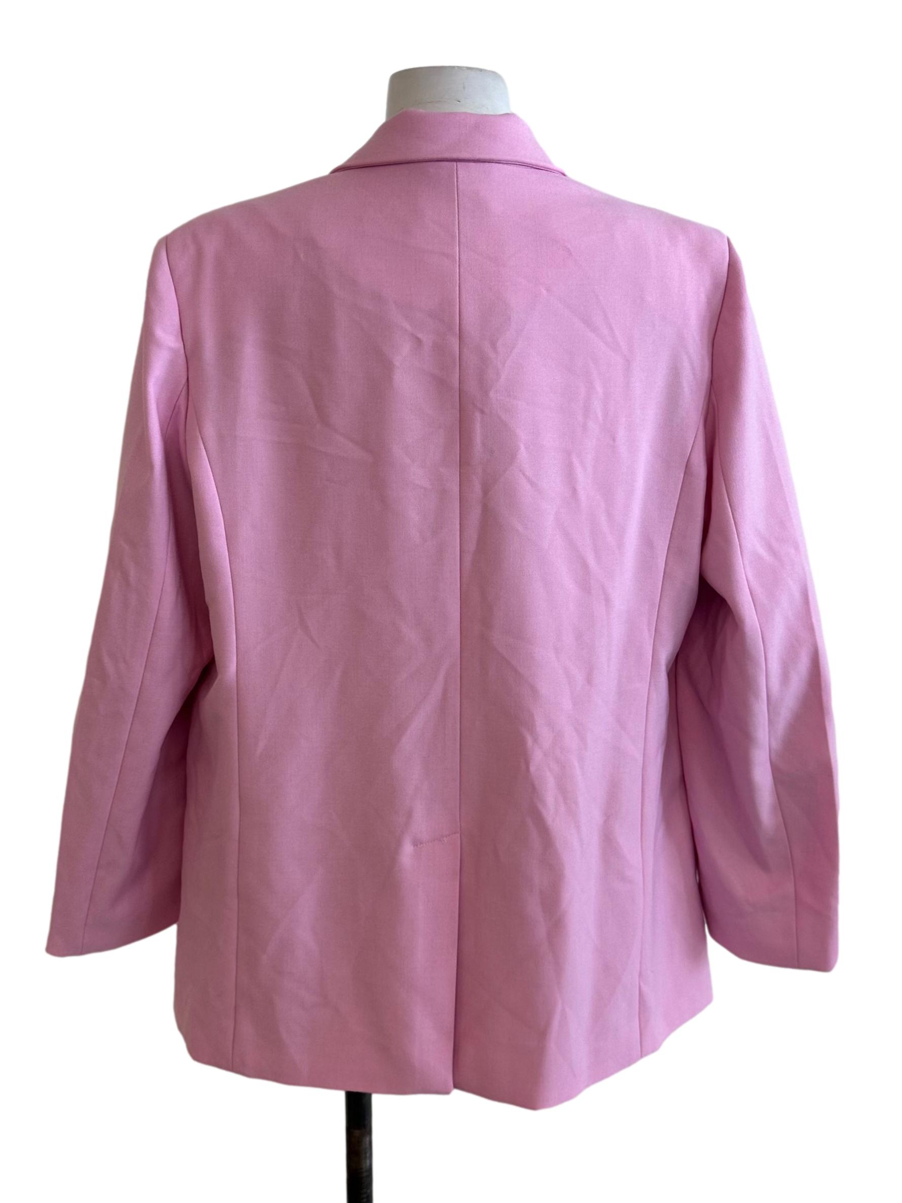 Candy Pink Collar Long Sleeve Blazer