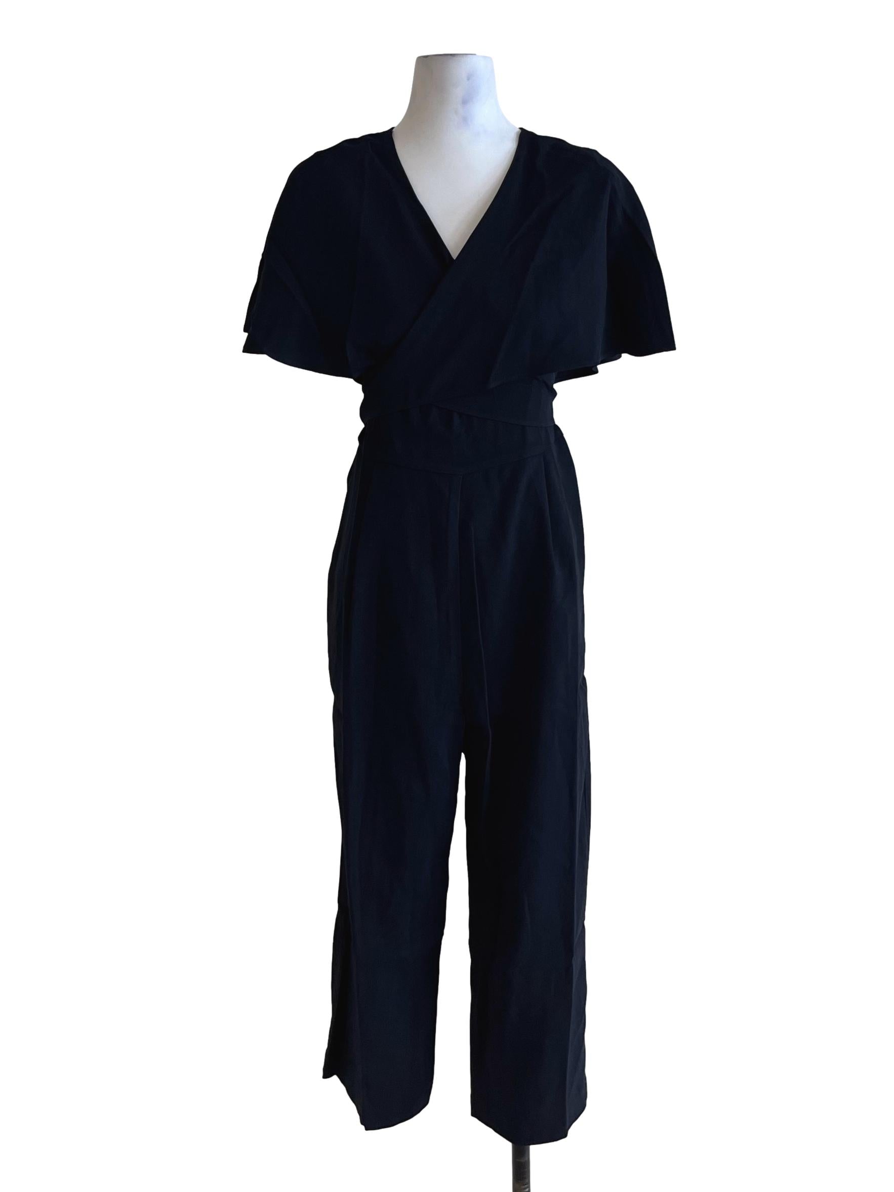 Navy Blue V-Neckline Jumpsuit