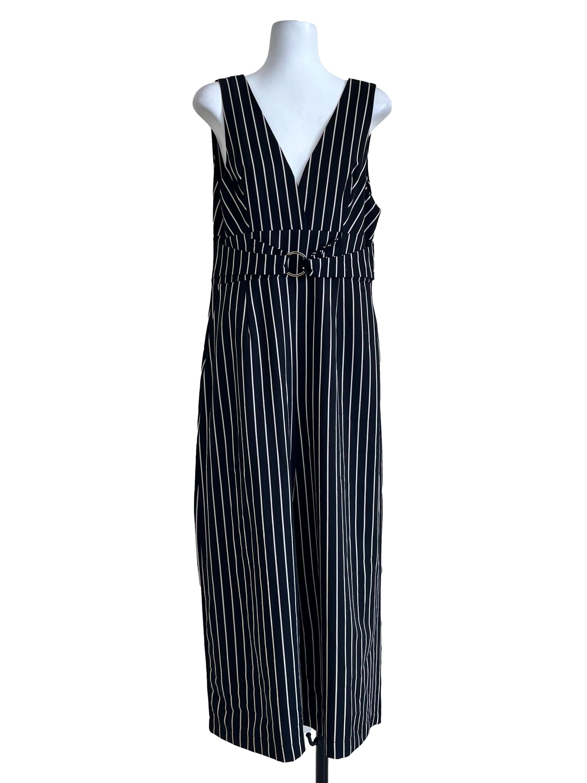 Black Stripes Pattern Jumpsuit