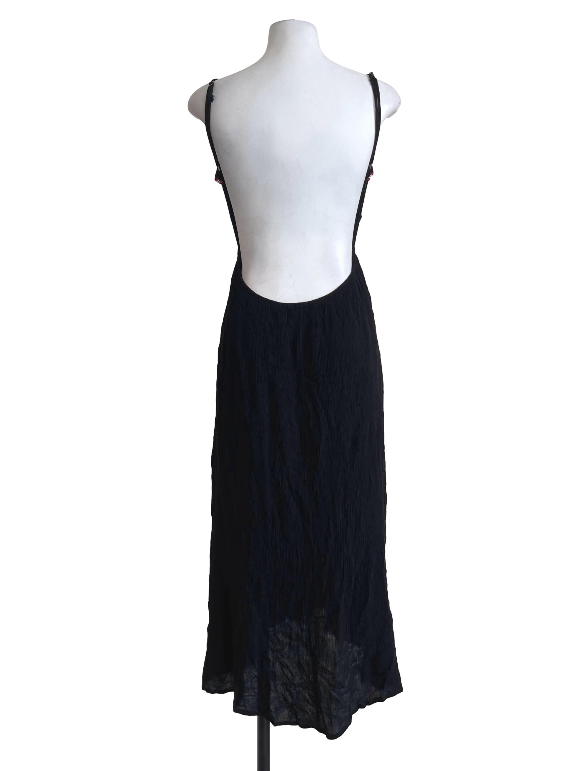 Black Embroidered Rose Dress