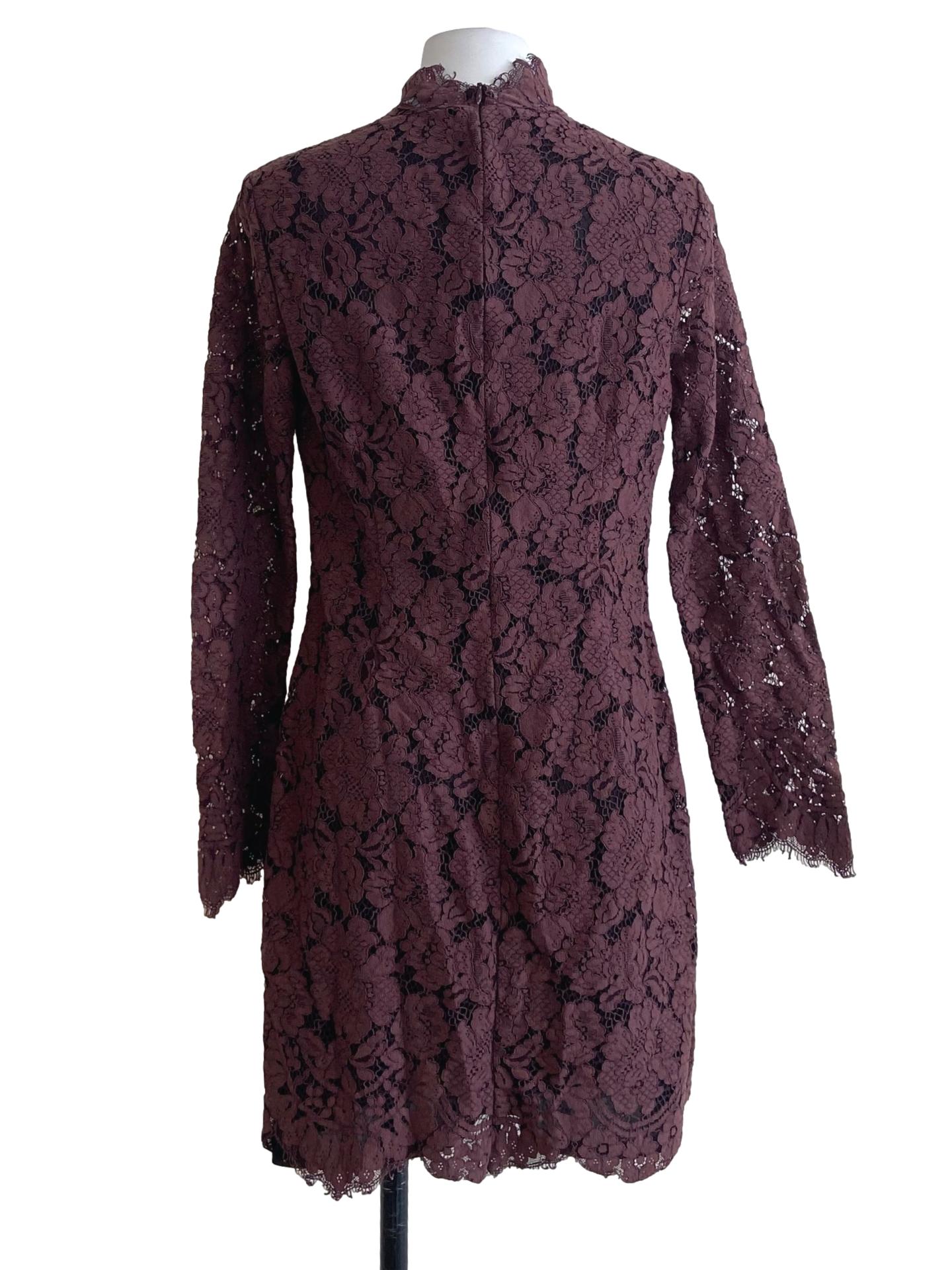 Pecan Brown Floral Lace Bodycon Dress