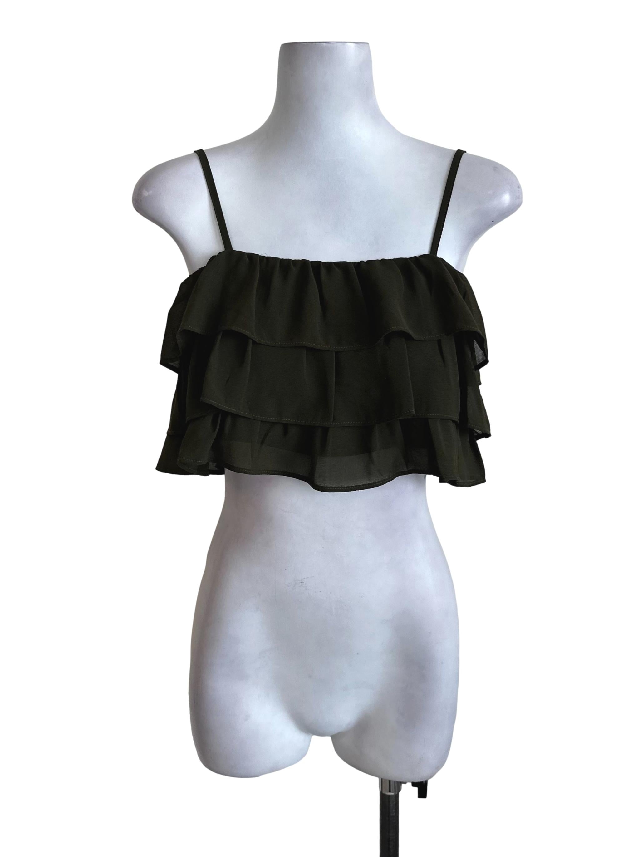 Moss Green Ruffle Tiered Top