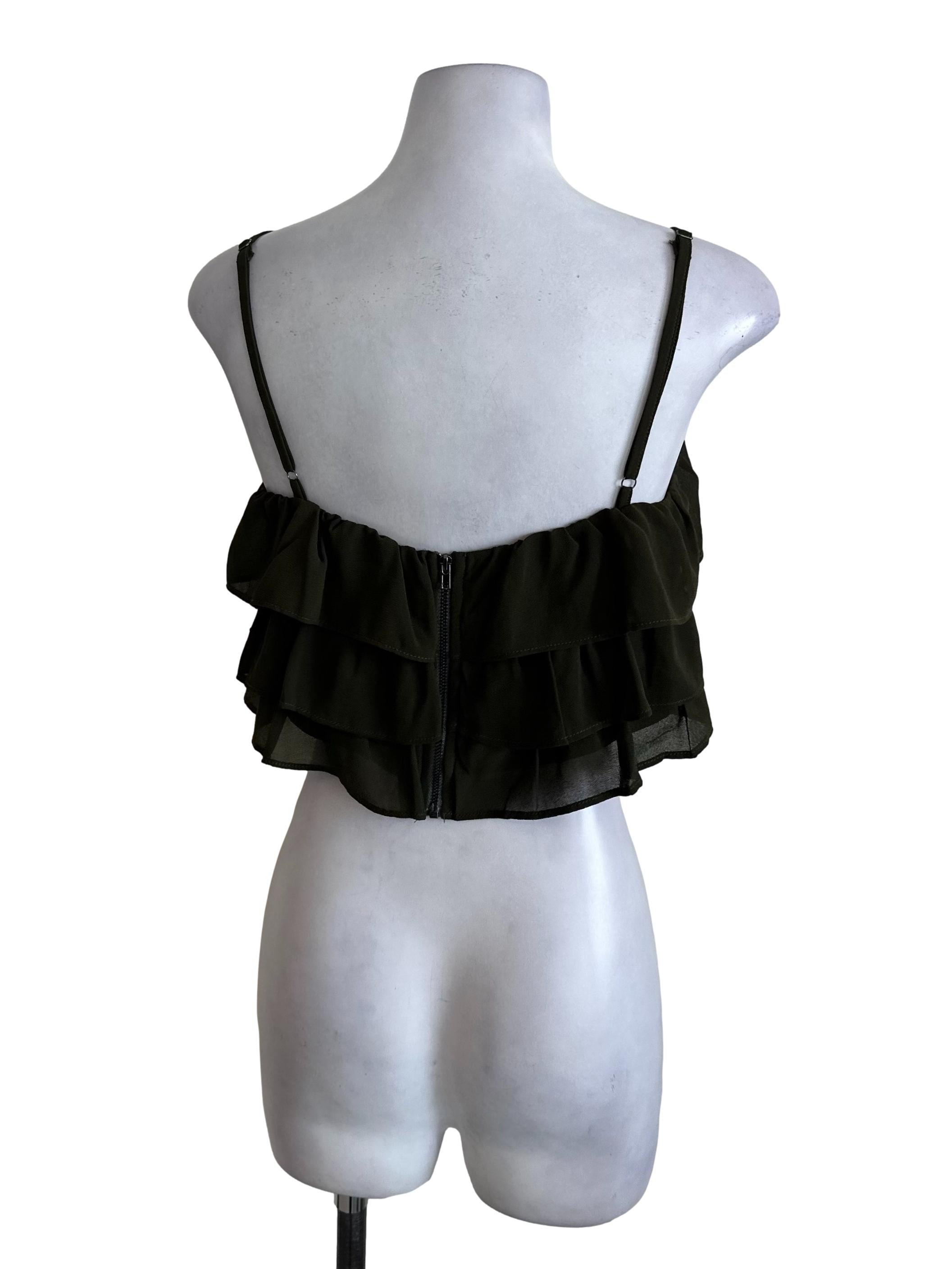 Moss Green Ruffle Tiered Top