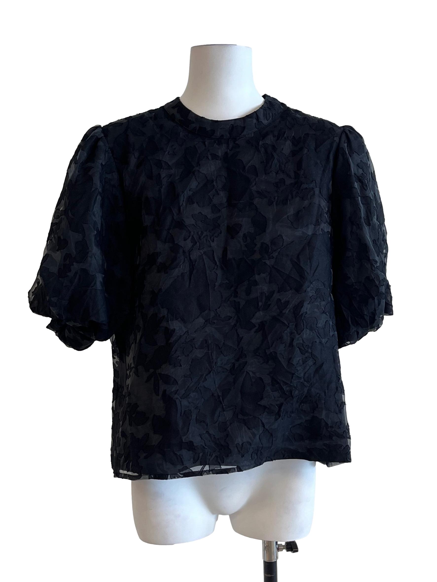 Pitch Black Halter Shirt Sleeve Top