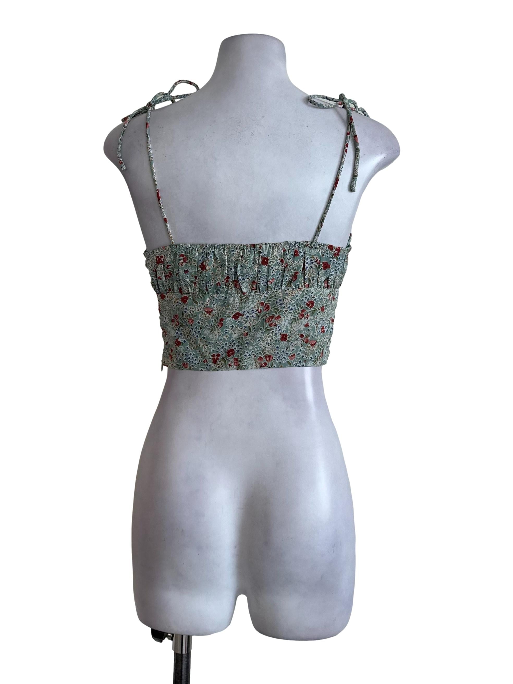 Pastel Green Pattern Spaghetti Strap Top