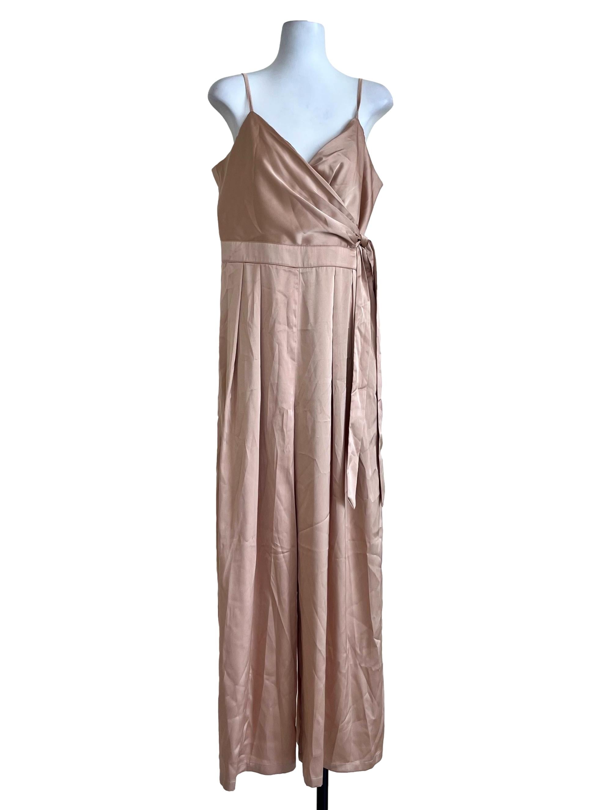 Light Brown Plain Sleeveless Jumpsuit