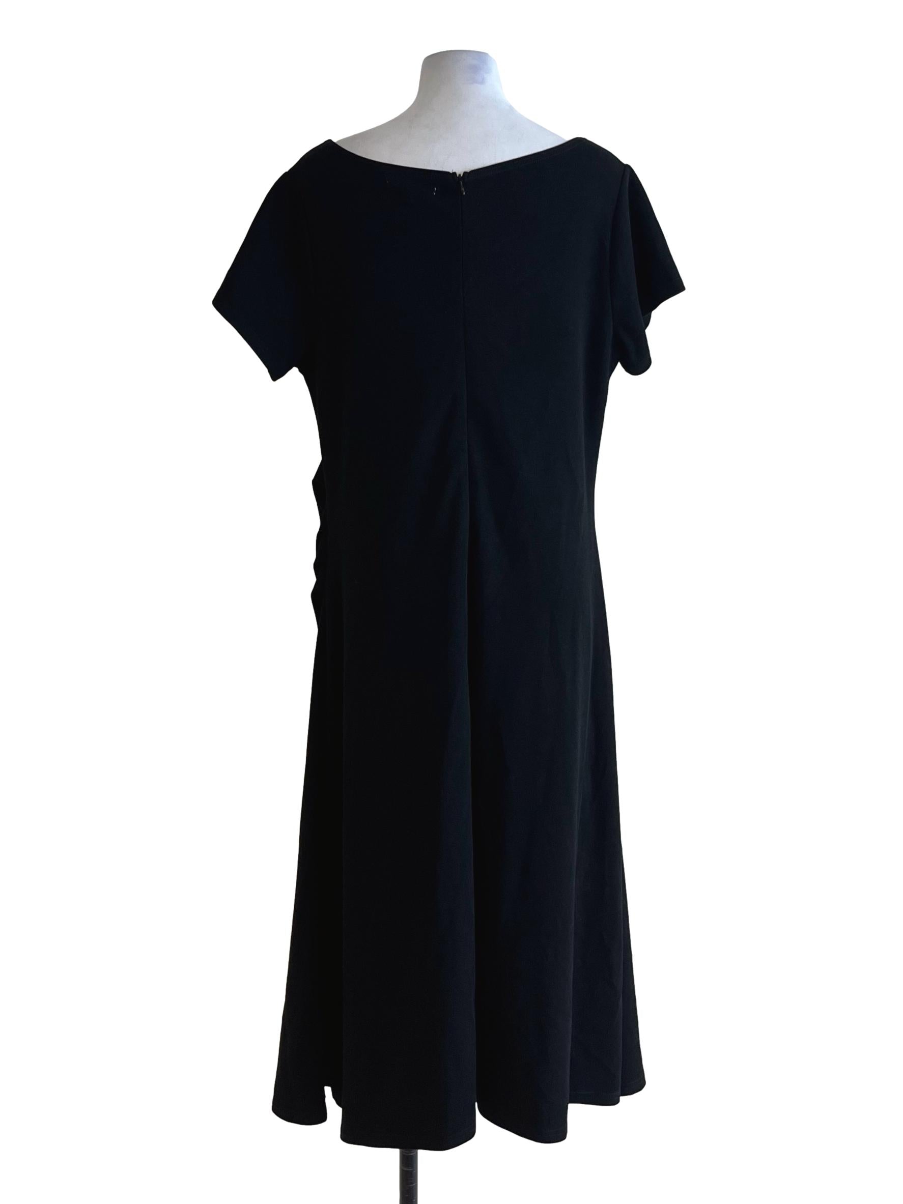 Black Sabrina Neckline Empire Dress