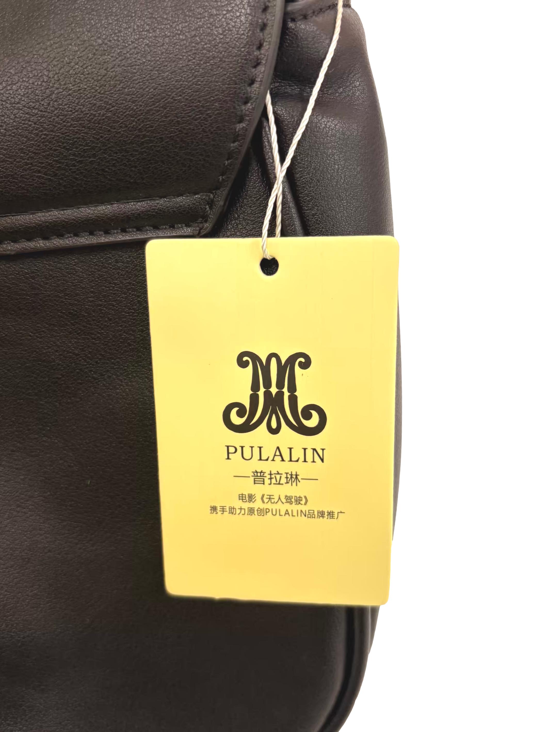 Black Leather Messenger Satchel Crossbody Bag