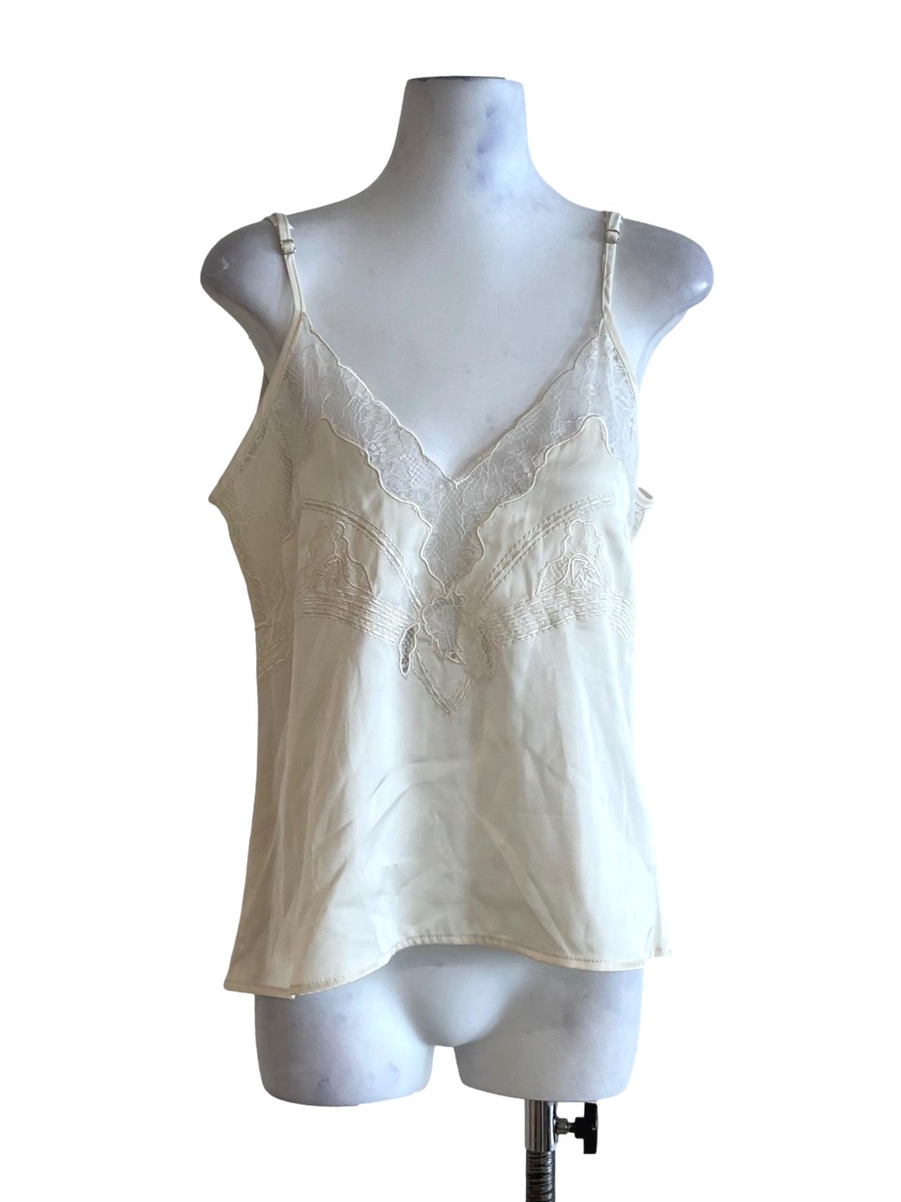 Cream White Lace Sleeveless Top