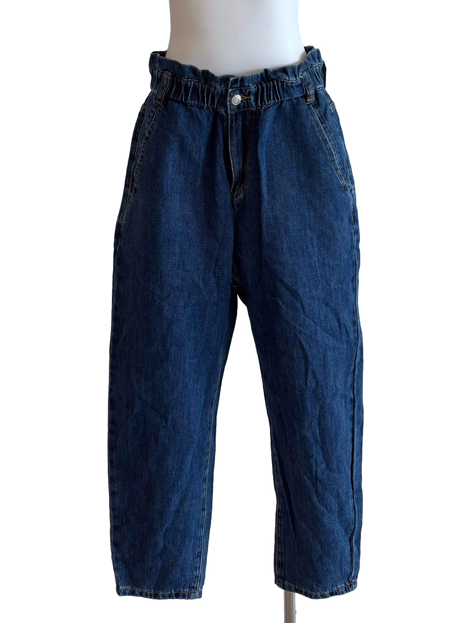 Dark Blue Denim Mom Jeans