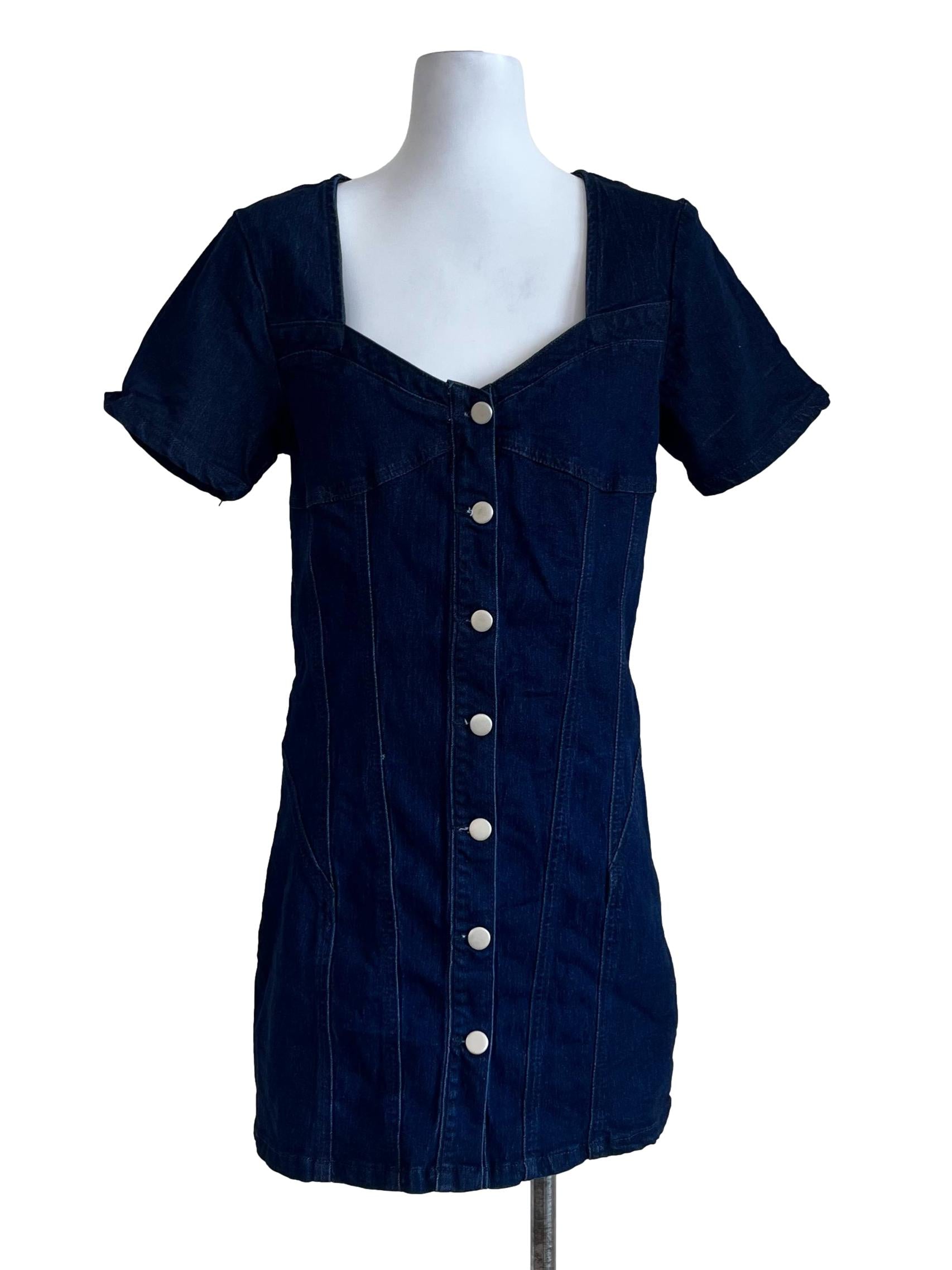 Dark Blue Jeans Square Neck Dress
