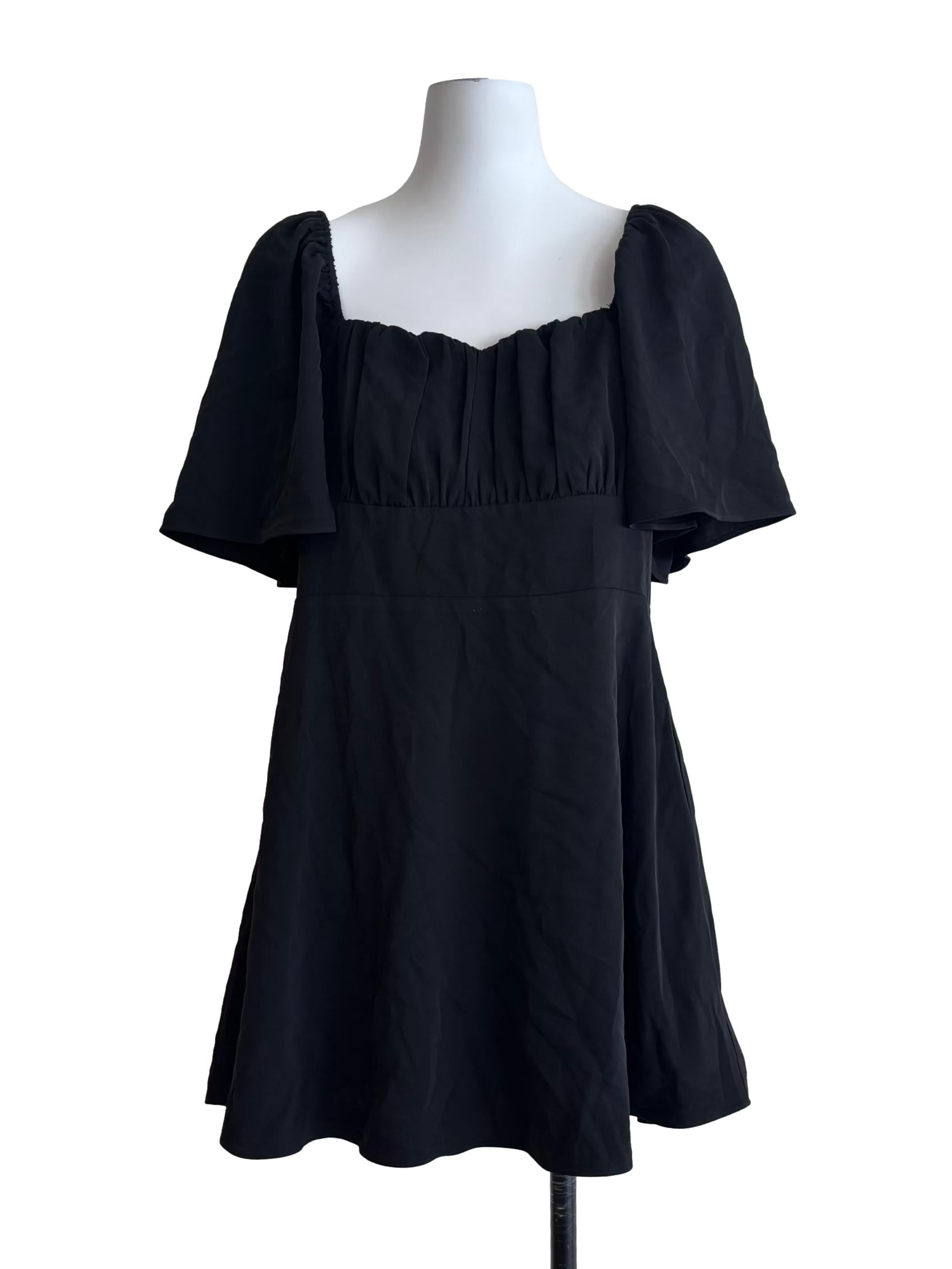 Jet Black Butterfly Sleeve Mini Dress